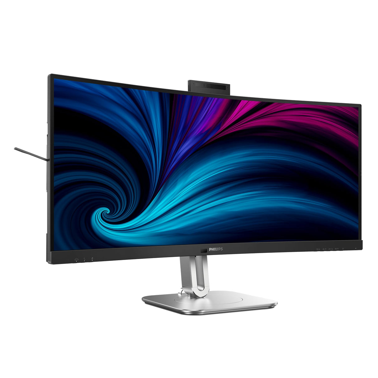 Philips 34B2U6603CH - Monitor Curvo WQHD de 34 Pulgadas, Regulable en Altura, Altavoces, cámara Web de 5 MP, cancelación de Ruido, HDR400 (120 Hz, HDMI, DisplayPort, USB-C, Hub USB) Gris Oscuro