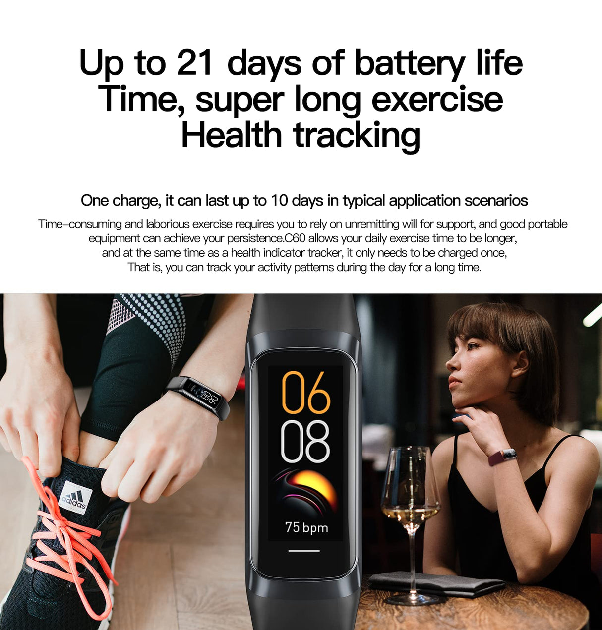 Varias Funciones Fitness Tracker Compatible con Android e iOS, GPS Smartwatch Detección de oxígeno en Sangre, Pink C60