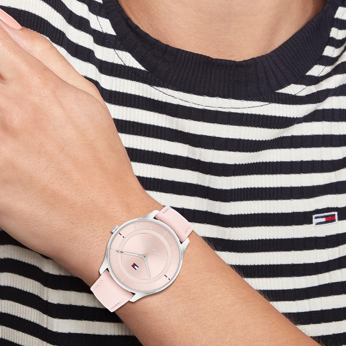 Tommy Hilfiger Reloj Analógico de Cuarzo para Mujer con Correa de Cuero Rosa - 1782527