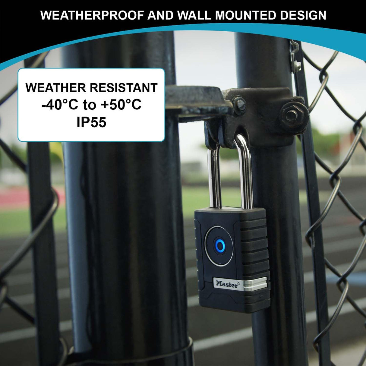 Master Lock 4401EURLHEC Candado con conexión Bluetooth para uso privado o profesional, Estanco, Grillete largo