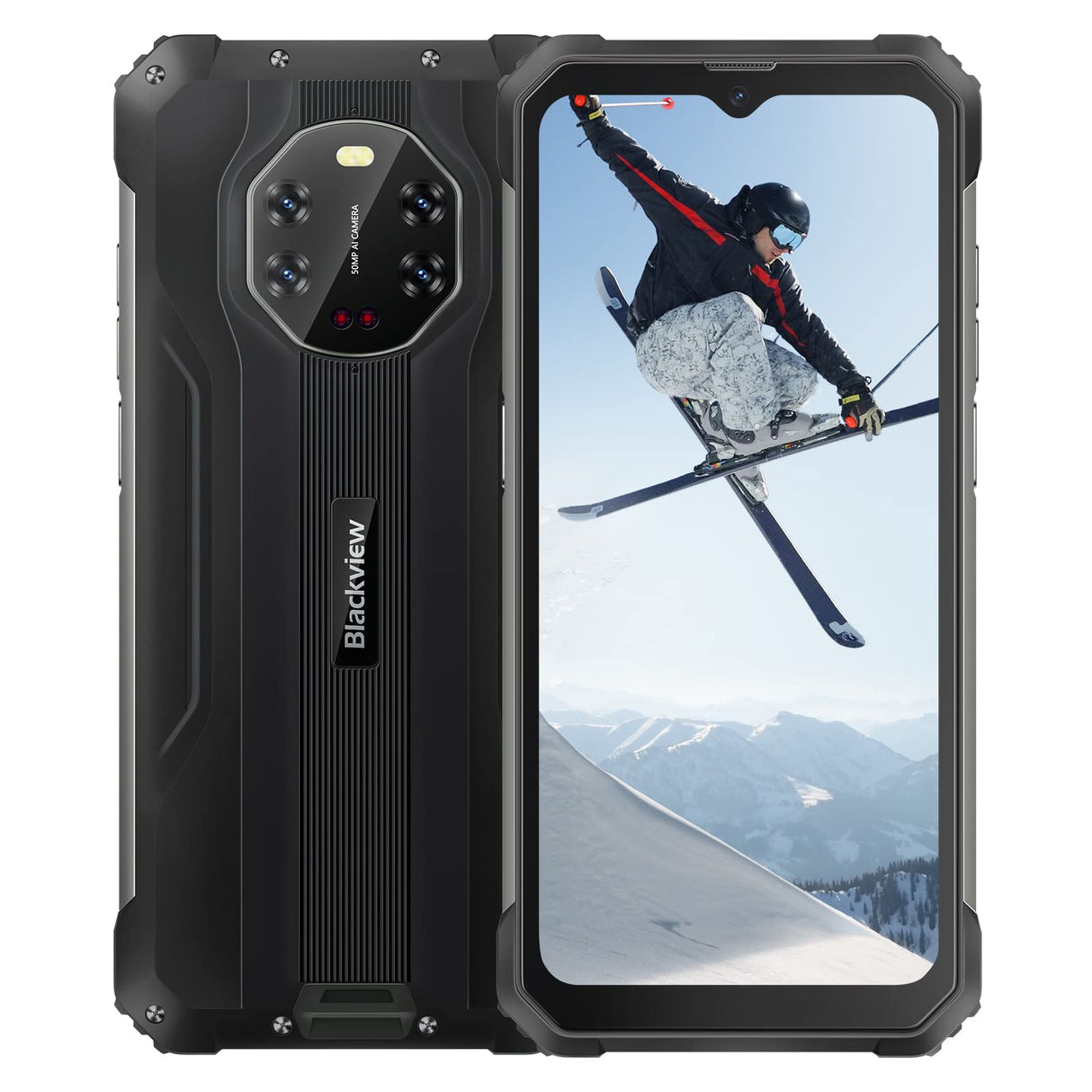 Blackview - Smartphone irrompible BV8800, 6,58 Pulgadas, 90 Hz, FHD+, AI 50 MP, Cuatro cámaras de visión Nocturna, Helio G96 8 GB + 128 GB, batería 8380 mAh, IP68 teléfono móvil Impermeable Android