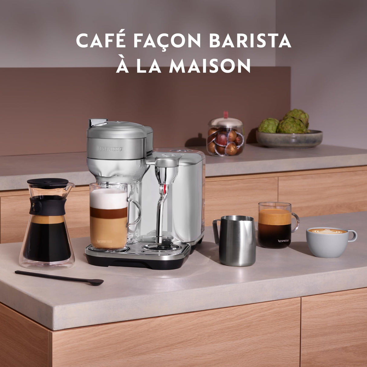 Nespresso Máquina de café Vertuo Creatista, máquina de cápsulas de 2 litros, Sage Black Truffle