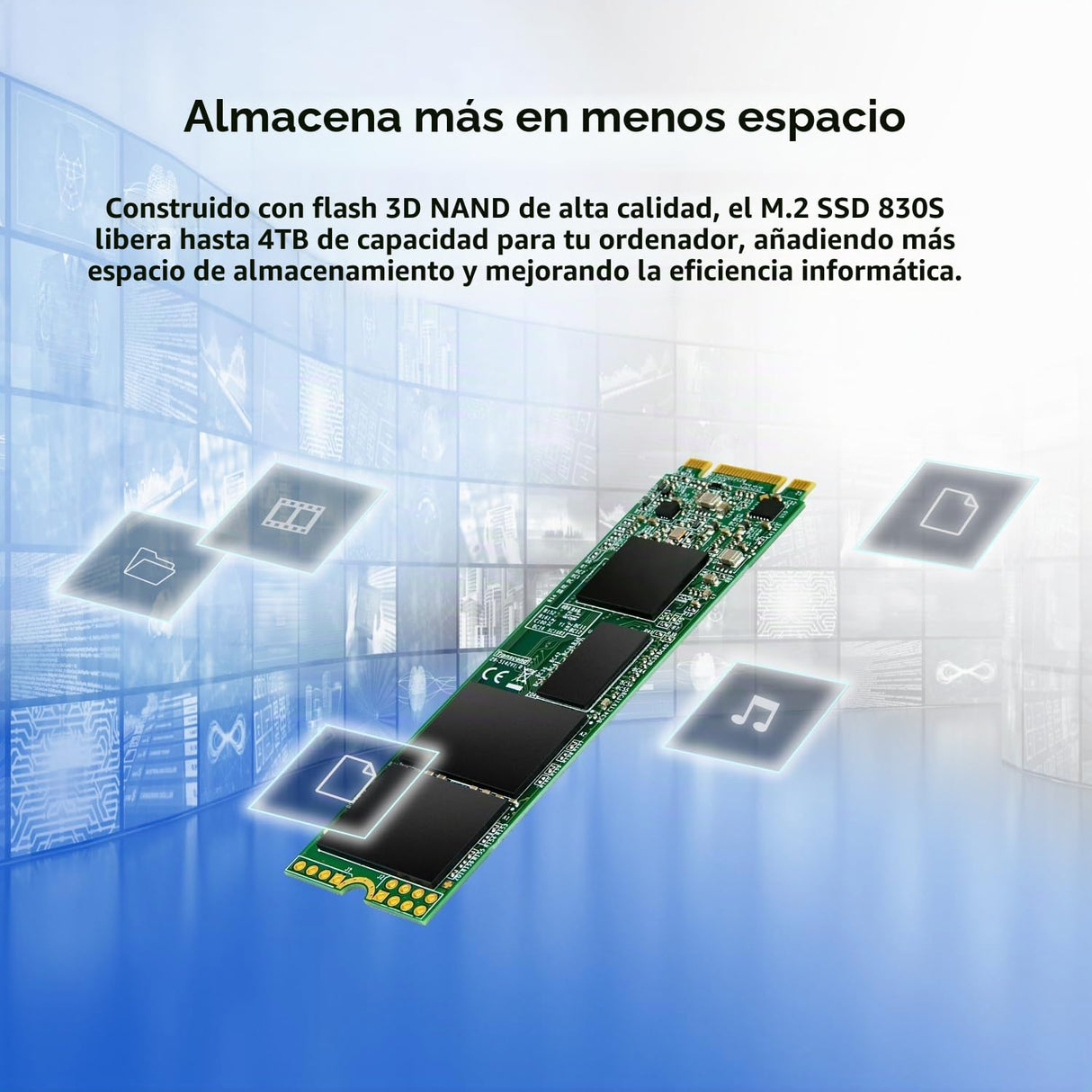 Transcend 2TB MTS830S M.2 2280 SATA III 6 GB/s Disco de Estado Sólido Interno 3D TLC NAND con Caché DRAM TS2TMTS830S