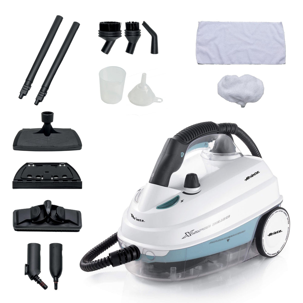 Ariete 4146 Limpiadora de Vapor, 5 Bars de Presión, Potencia 1500 W, Autonomía 55 min., color blanco y detalles en azul