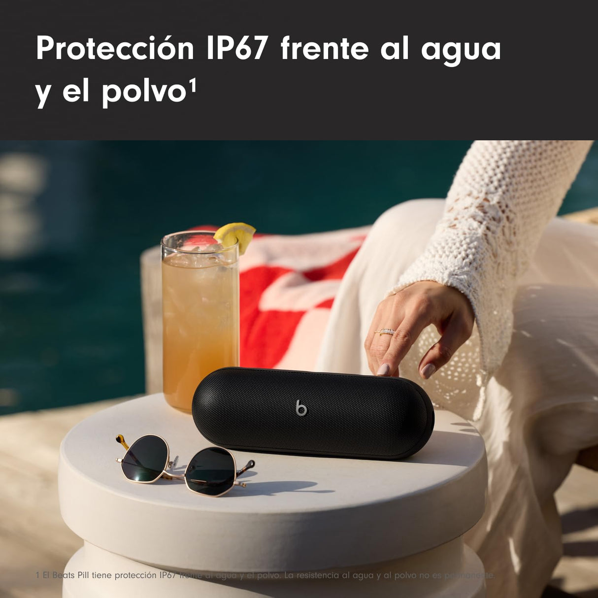 Beats Pill - Altavoz Bluetooth inalámbrico y Cargador portátil Mediante USB-C, hasta 24 Horas de autonomía, Resistencia al Agua IP67, Compatible con Apple y Android, micrófono Integrado – Negro Mate