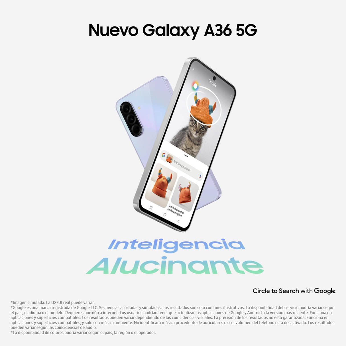 Samsung Galaxy A36 5G 256GB Teléfono Móvil, 8GB RAM, 50MP Cámara, Blanco, Garantía del Fabricante 3 Años + 1 Año Extra