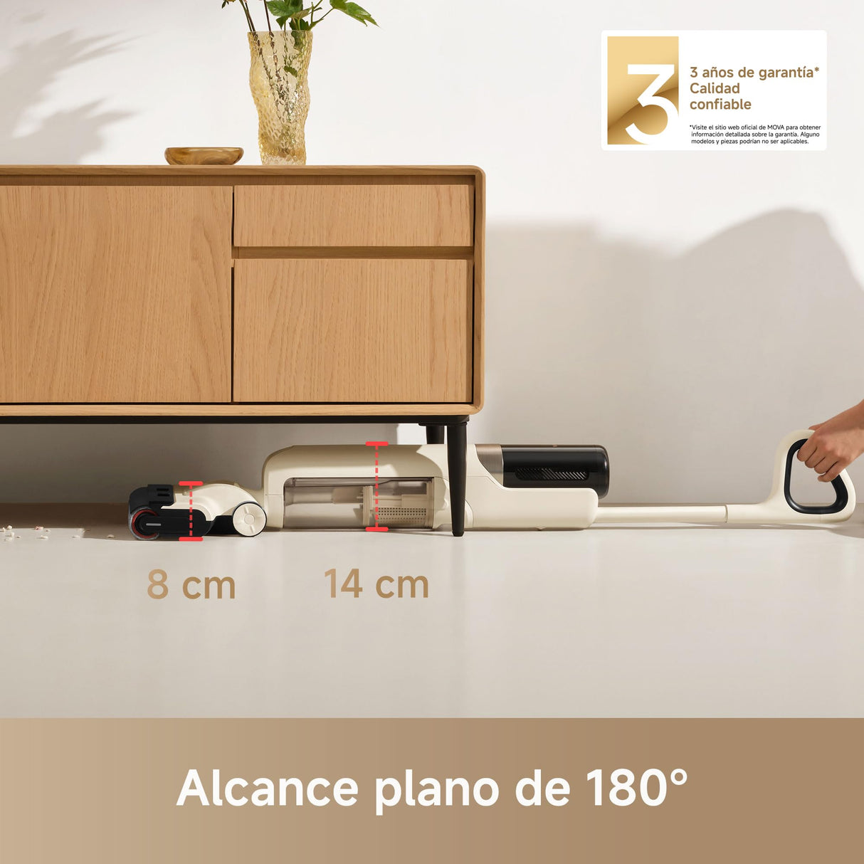 Mova K30 Aspiradores en Seco y Húmedo, Succión de 18000 Pa, Alcance Plano de 180 Grados, Limpieza de Borde a Borde, Secado con Aire Caliente, Autolimpieza con una Sola Pulsación, Diseño Ligero