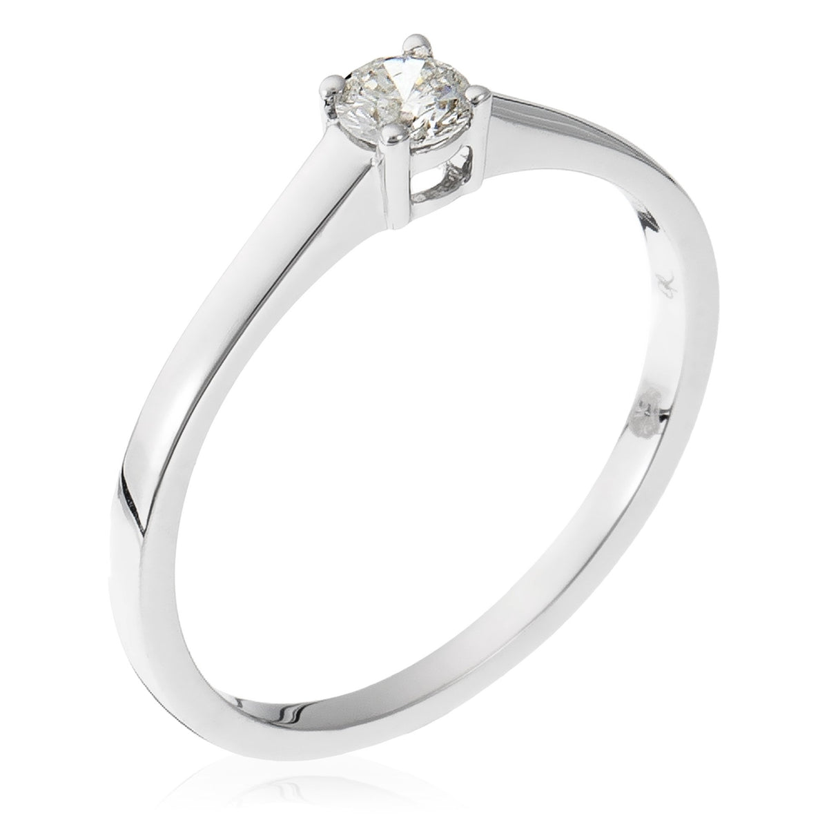 ORPHELIA - Anillo de oro blanco con diamante (.2), talla 20