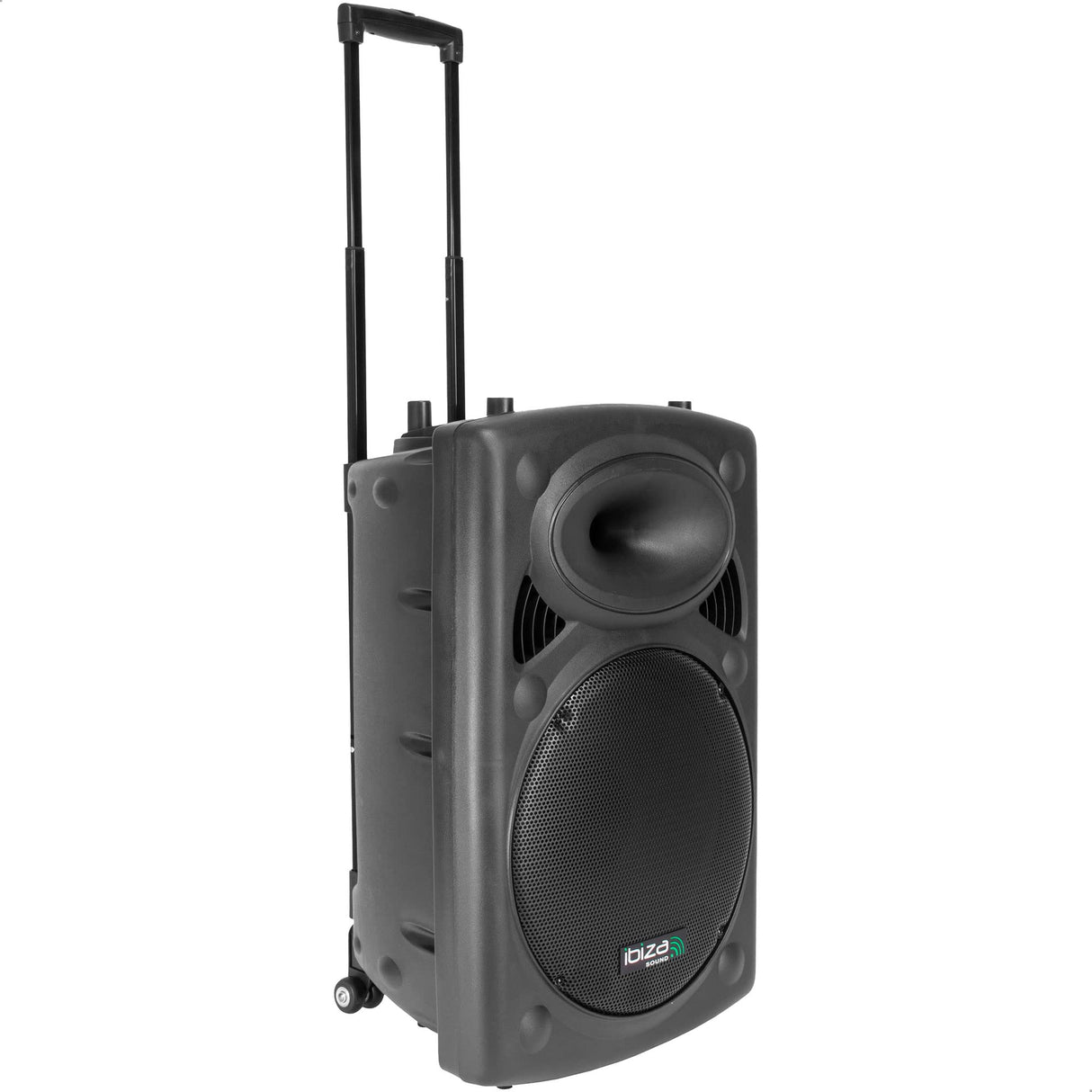 Ibiza - PORT15VHF-BT - Altavoz portátil 15"/800W MAX con 2 micrófonos (VHF), Mando a Distancia y Funda Protectora - Bluetooth, USB, SD - 6 a 8h de autonomía - Speaker Box