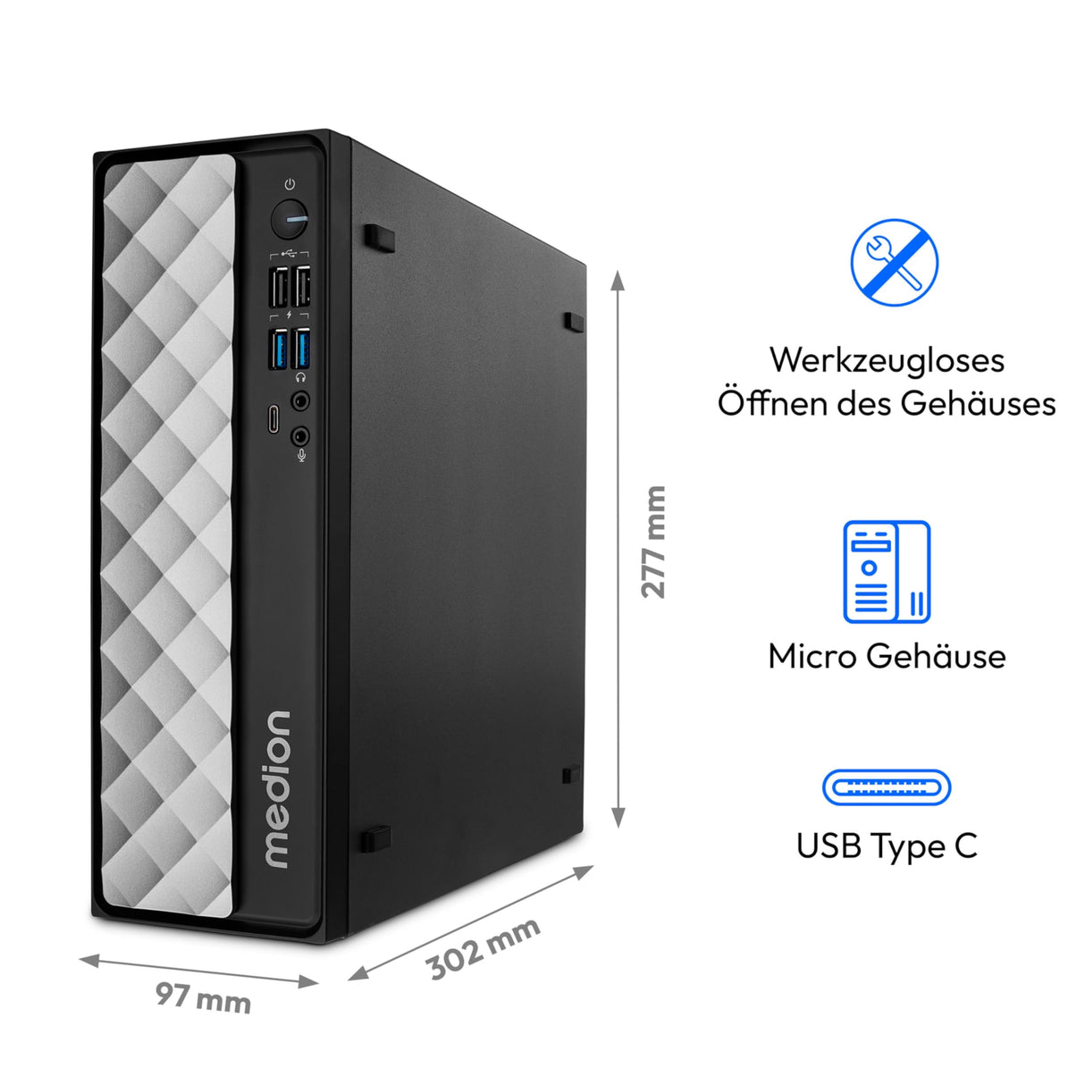 Medion Akoya T80 SFF MD35424 - Intel i7-12650H, 16GB RAM, 512GB SSD, UHD Grafik, DOS