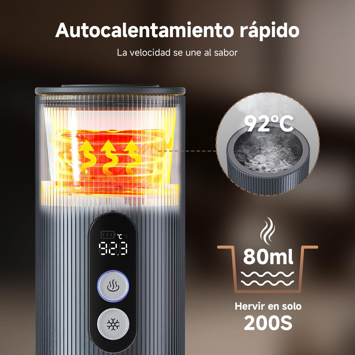 AMZCHEF Cafetera Portatil – 20 Bares, USB-C, Pantalla Digital,Compatible con Cápsulas – Cafetera Portátil Cápsula de Espresso para Viajes, Camping y Oficina,Aluminio