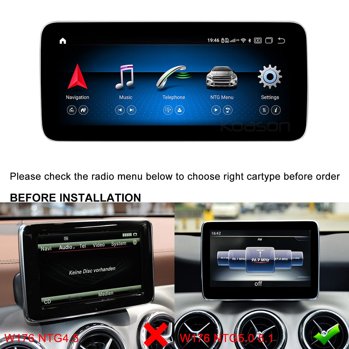 12.3inch Android Pantalla CarPlay Autoradio para Mercedes Benz A CLA GLA W176 W117 X156 NTG5