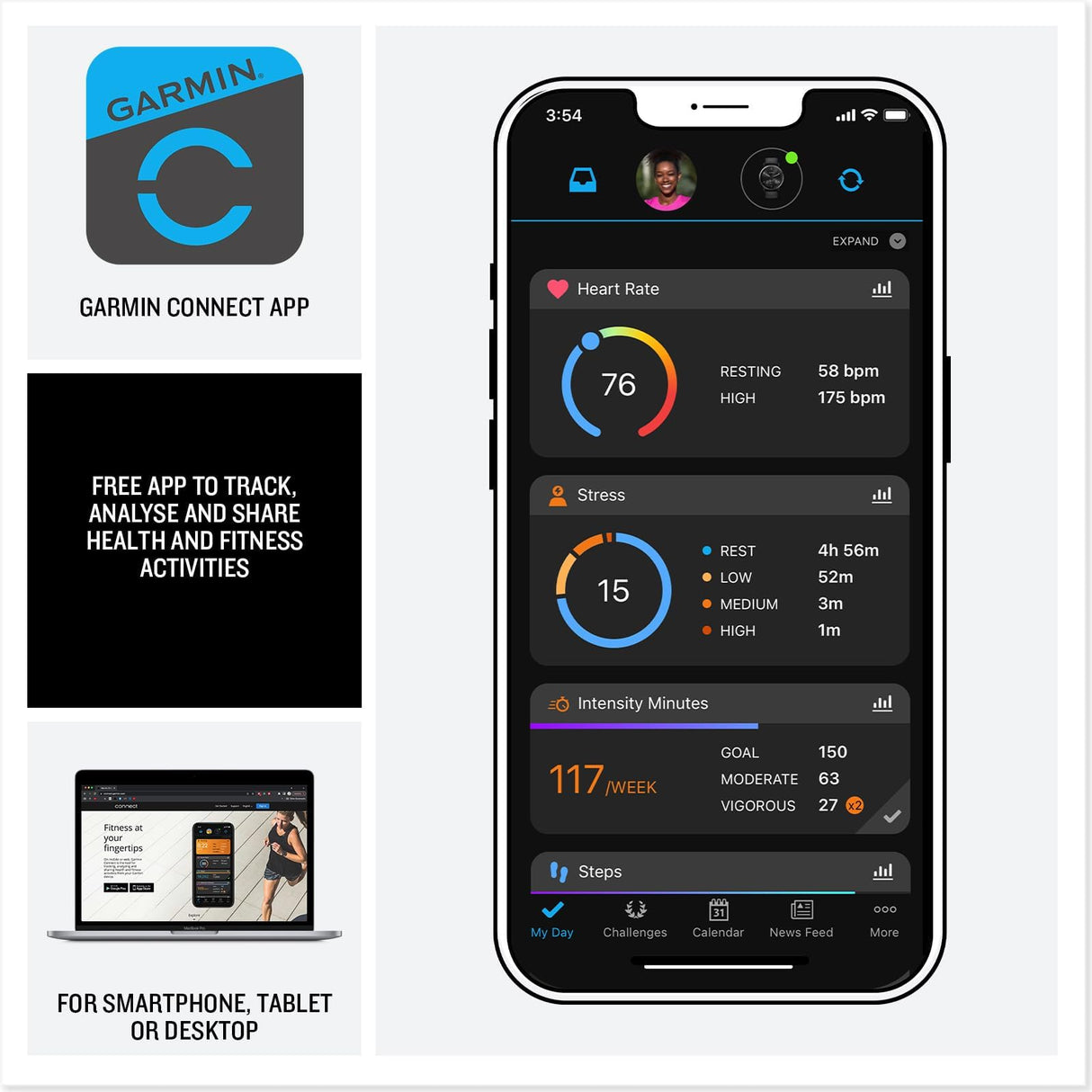 Garmin Venu 3, Smartwatch Premium con GPS, AMOLED, Funciones avanzadas de Salud y Forma física, más de 30 Aplicaciones Deportivas, 14 días de autonomía, Blanco