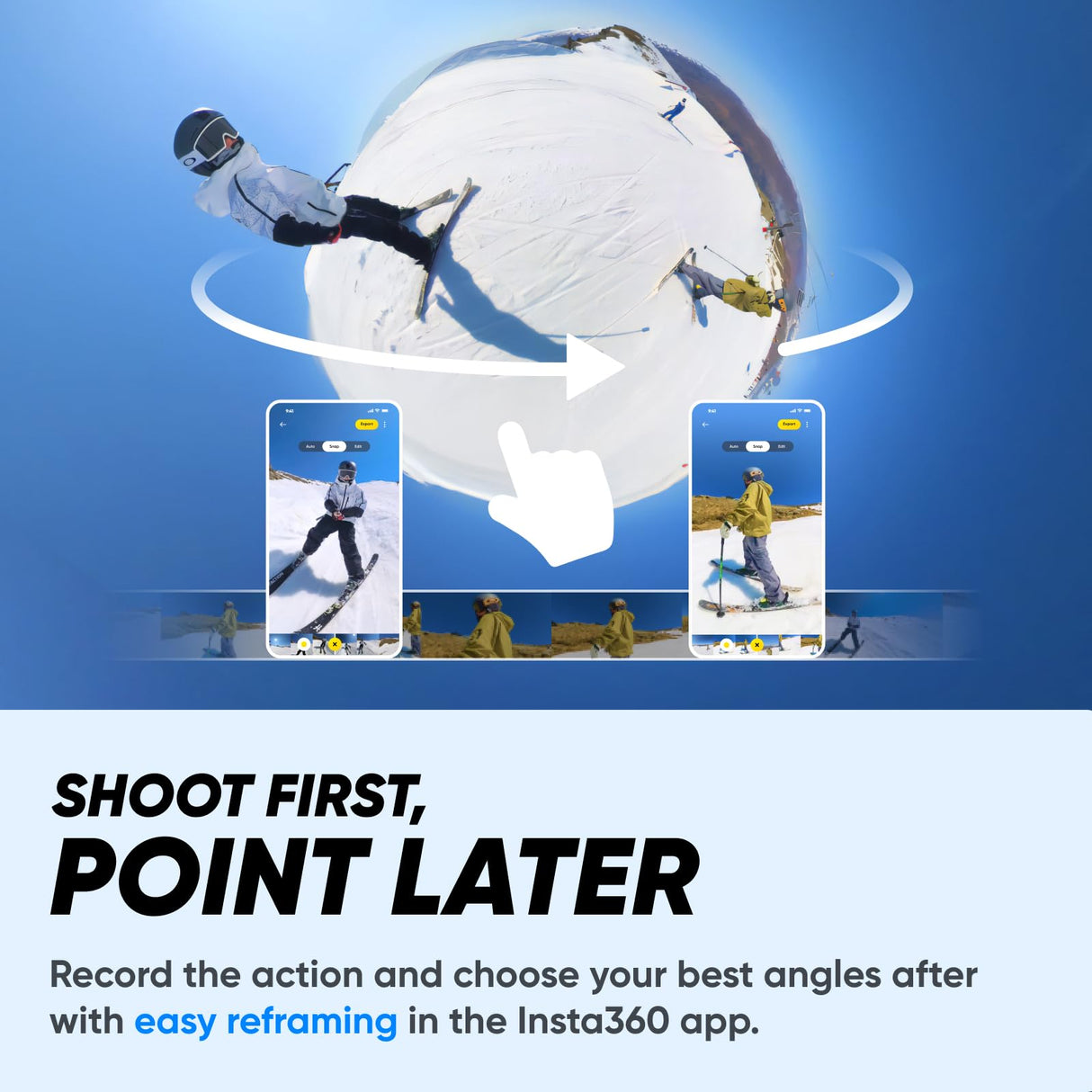 Insta360 X3 Paquete de Nieve - Cámara de acción Impermeable de 360° con Sensor de 1/2", 5,7 K 360°, Fotos de 72 MP a 360°, estabilización, Pantalla táctil de 2,29 Pulgadas, retroalimentación de