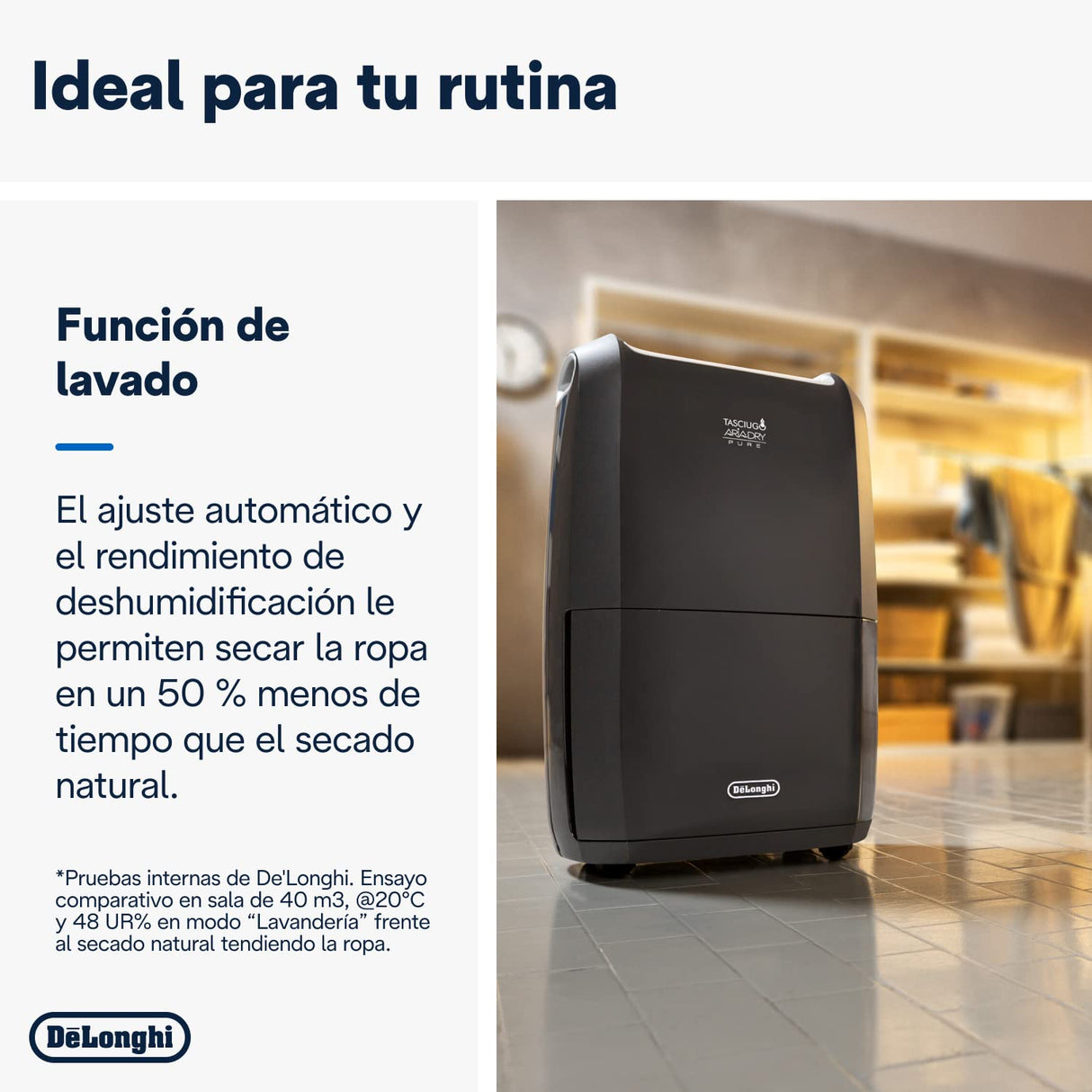 De'Longhi Deshumidificador Inteligente con Wifi Integrado, Filtro, Función 24h, 20 Litros, DDSX220WFA, Color Negro