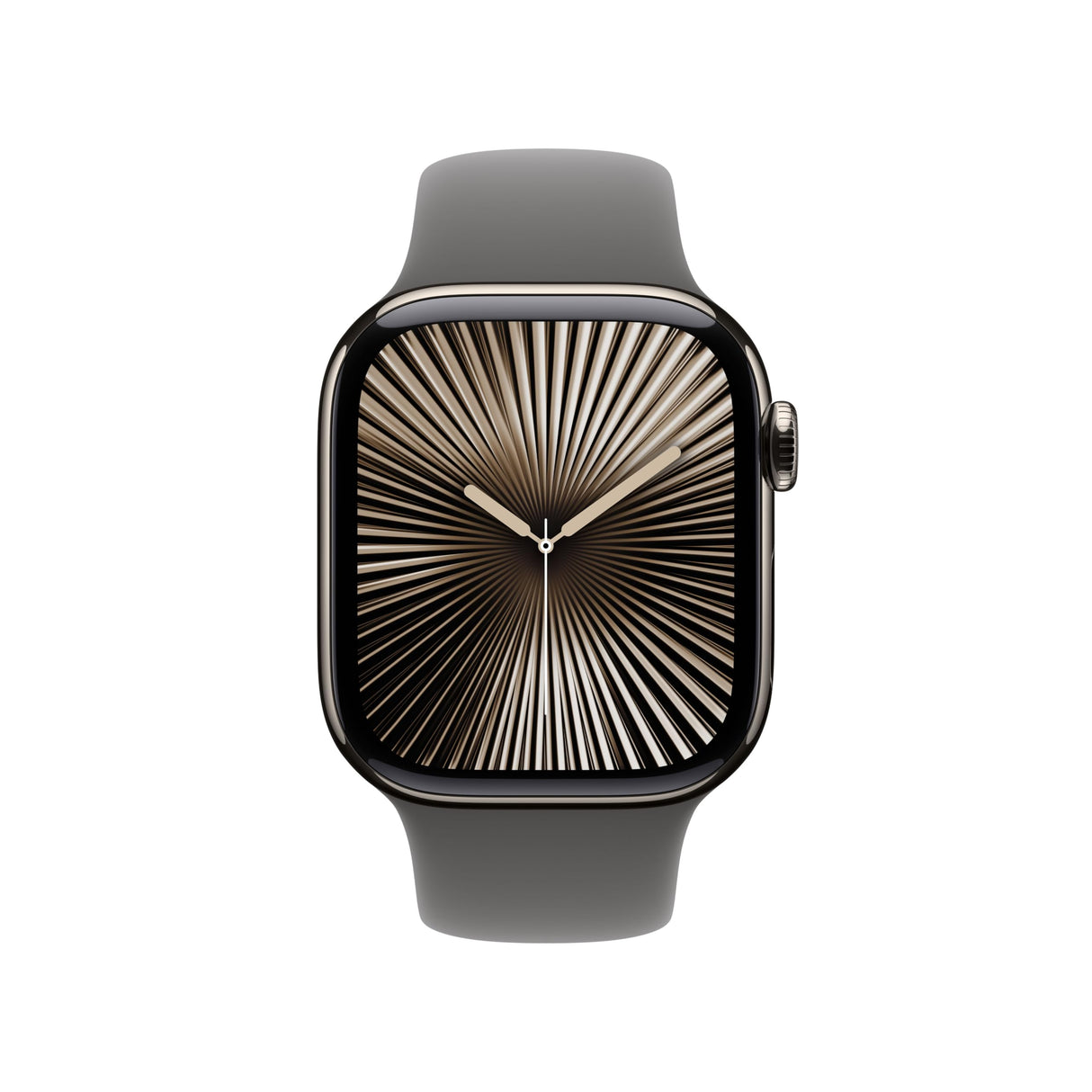 Apple Watch Series 10 GPS + Cellular Smartwatch con Caja de Titanio Natural de 42 mm y Correa Deportiva Gris Piedra - Talla M/L. Monitor de entreno, App ECG, Pantalla Retina Siempre Activa