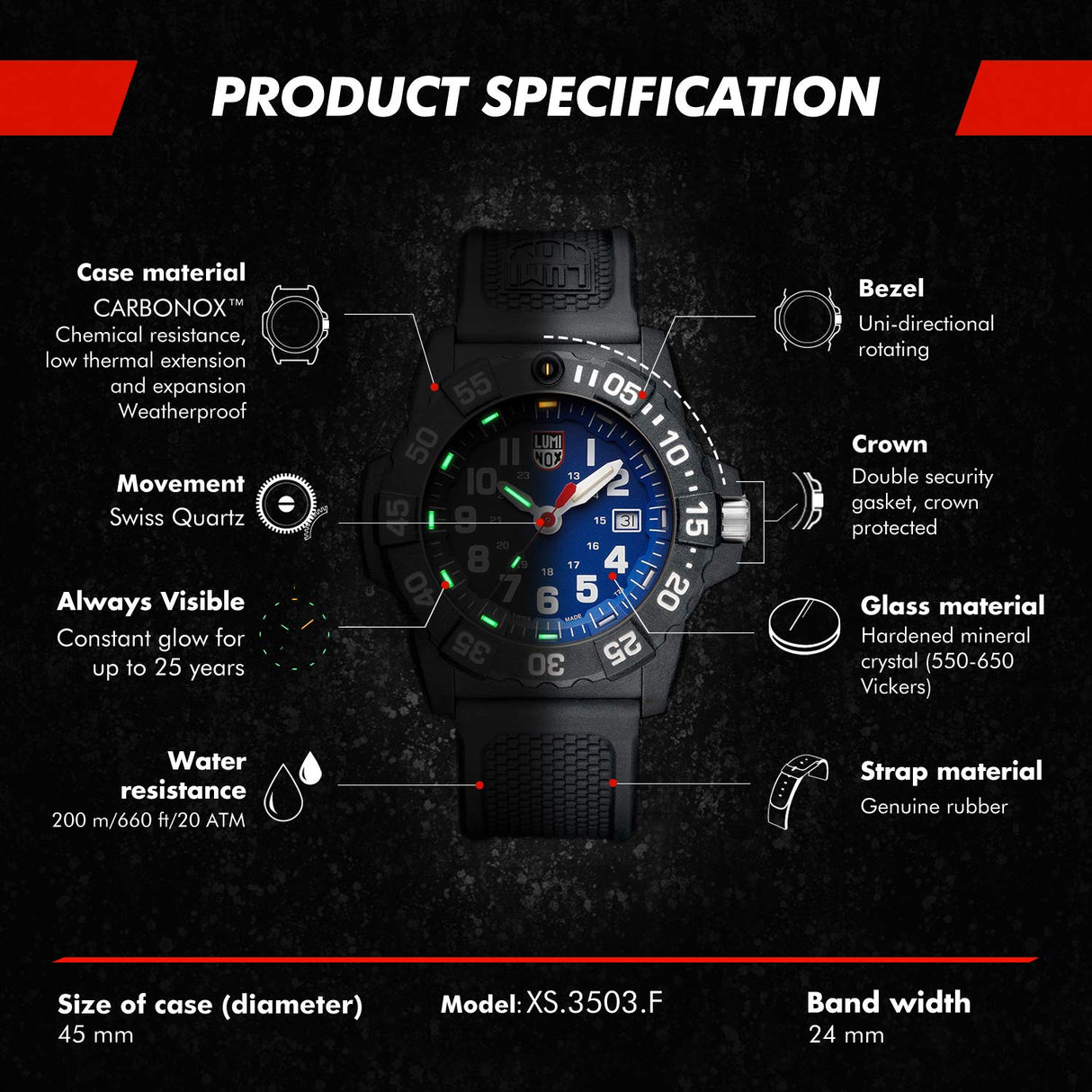 Luminox Reloj Analógico para Unisex Adulto de Automático con Correa en Cucho XS.3503.F