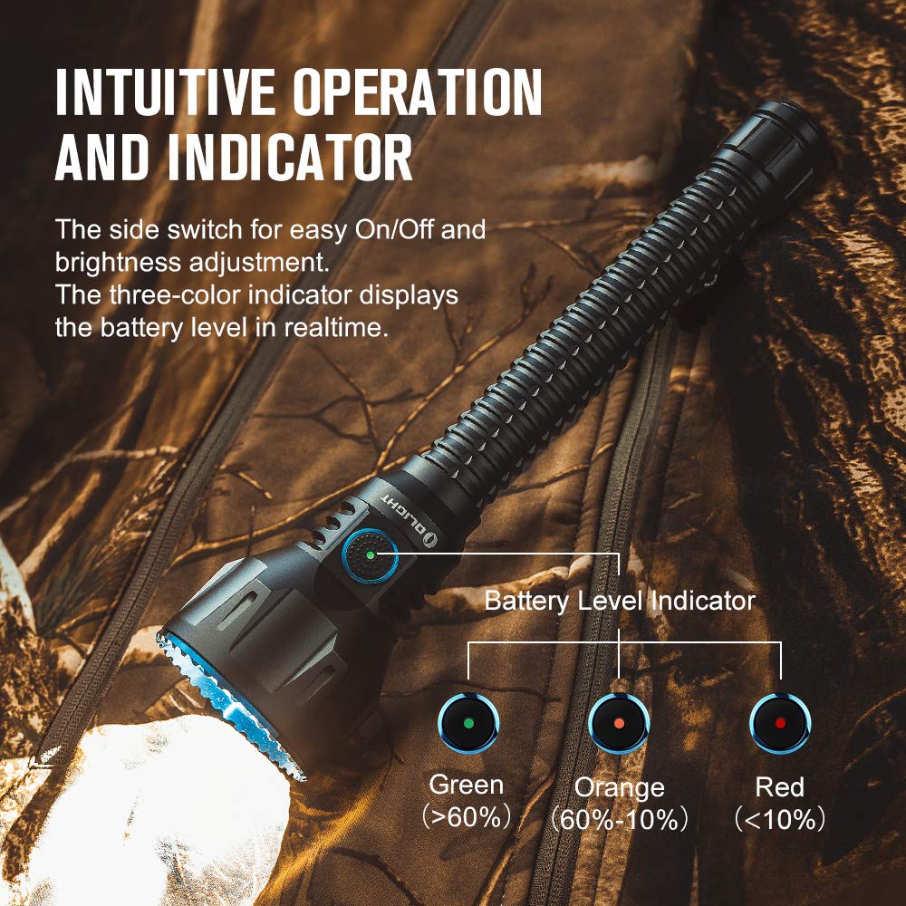 OLIGHT Javelot Turbo Linterna Táctica Lámpara Potente Max 1300 Lúmenes,1300 Metros,Linterna LED Alta Potencia USB Recargable Linterna Largo Alcance Ideal para Caza, Búsqueda y Rescate