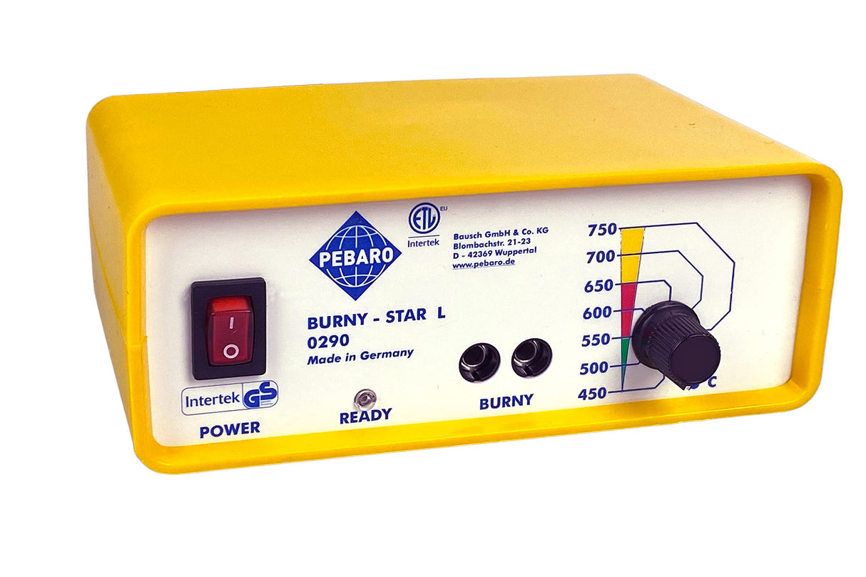 Pebaro 0290 Estación Profesional con pistón y 3 lijadoras de combustión, regulación Continua de la Temperatura, para Escribir, Dibujar y Grabar en Madera y Otros Materiales, Amarillo