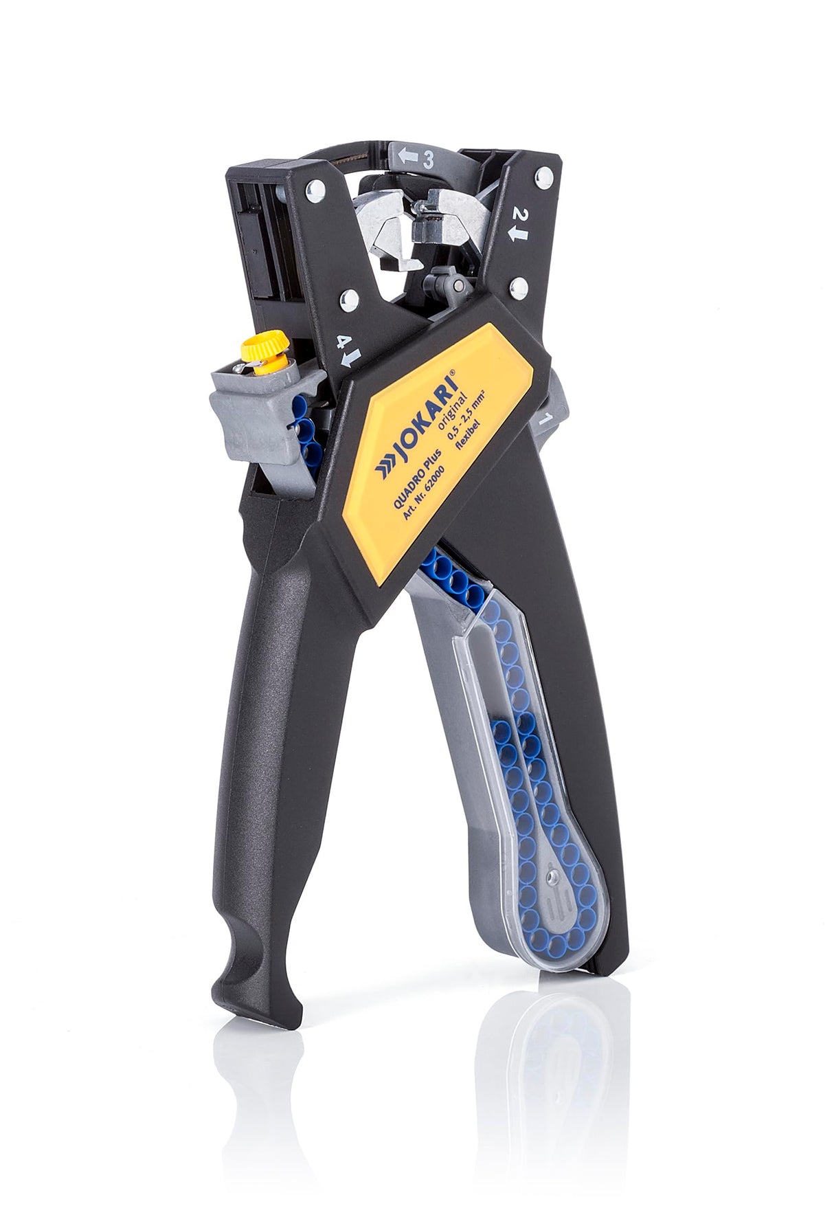 JOKARI J62000 - Herramienta de corte, pelado, torsión y crimpación de cables QUADRO Plus (0,5-2,5 mm²)