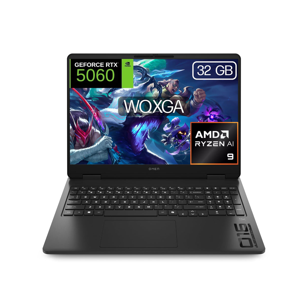 HP OMEN - Ordenador portátil Gaming 16" 2.5K WQXGA (AMD Ryzen AI 9 365, 32GB RAM, 1TB SSD, NVIDIA RTX 5060, FreeDos) Teclado QWERTY Español - Negro