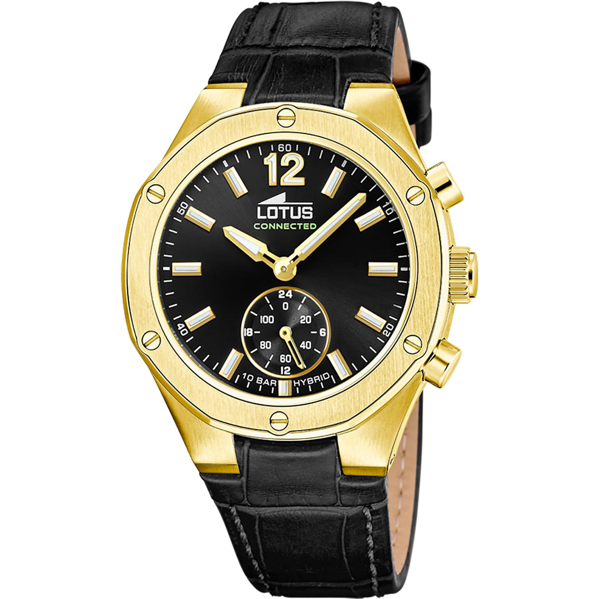 Lotus Reloj Mujer 18973/3 Connected Caja de Acero Inoxidable 316l Dorado Correa de Piel Negro