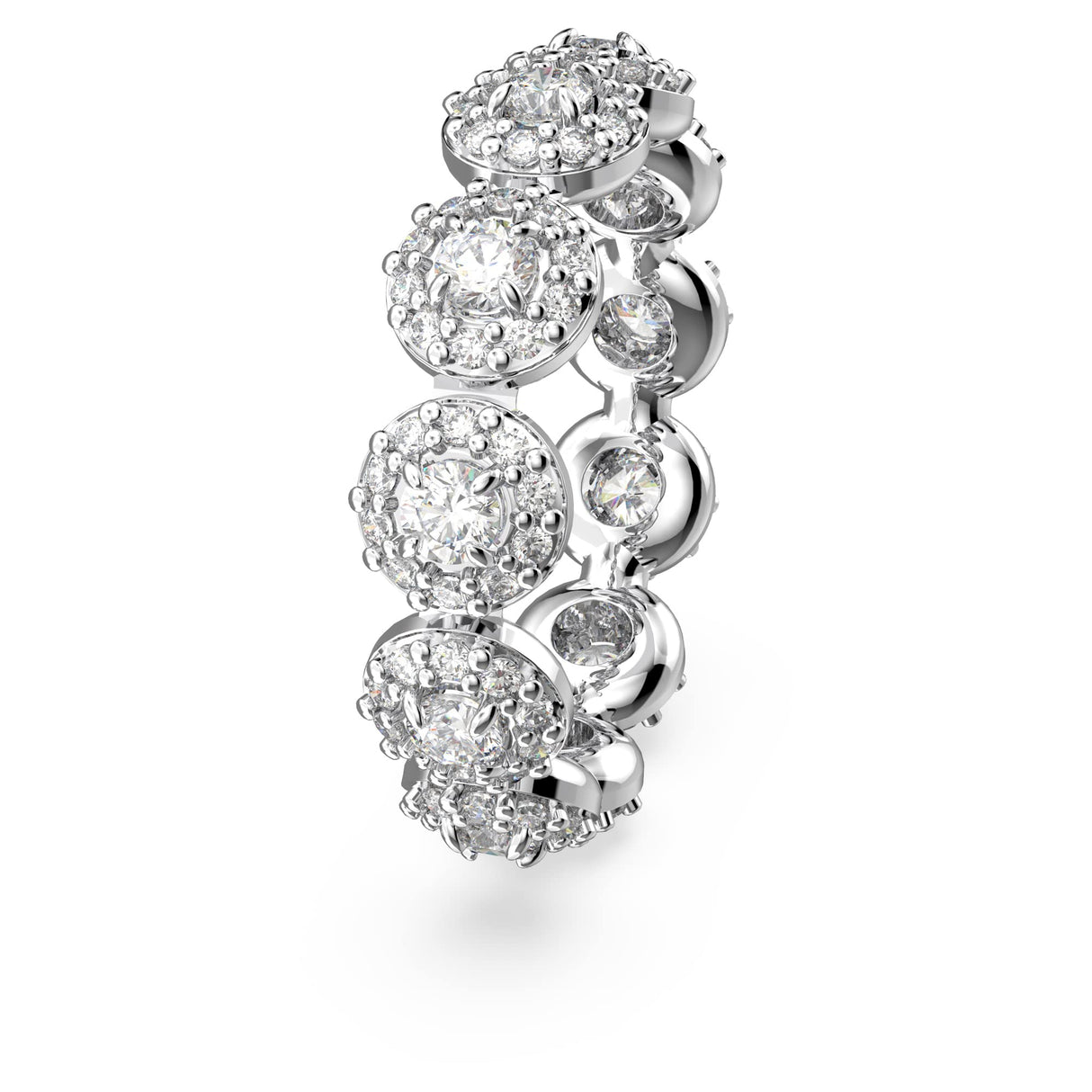 Swarovski Anillo Una Angelic, Talla redonda, Blanco, Baño de rodio
