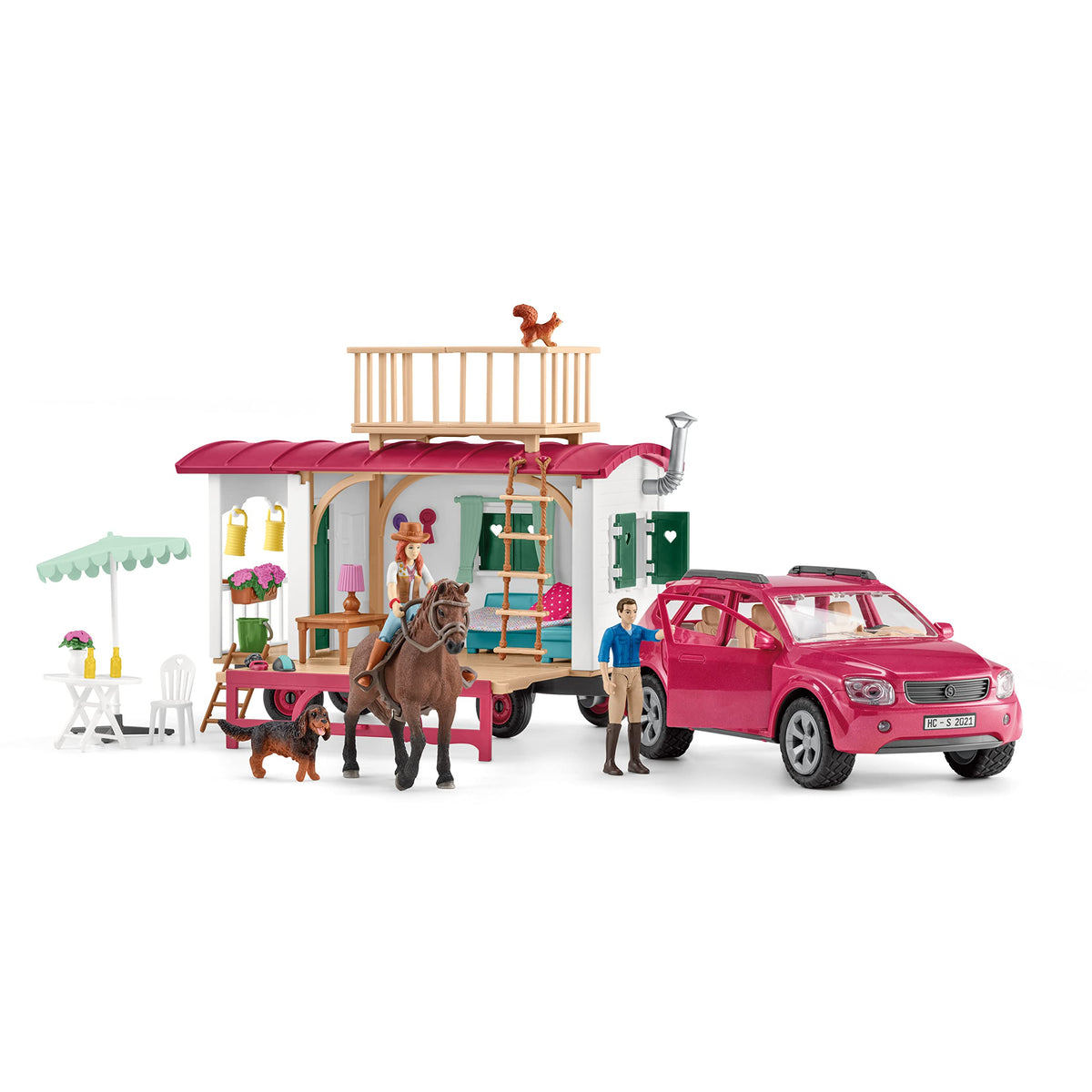 Schleich 72205 Acampada con la Caravana, a Partir de 5 años, Horse Club - playset, 73 x 23 x 23 cm