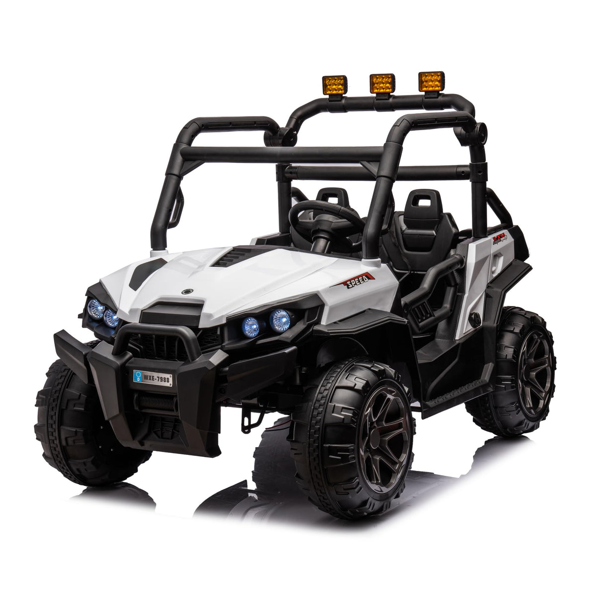 TURBO CHALLENGE - Todo Terreno - Vehículo Eléctrico de Transporte - 119117 - Coche de Control Remoto - Blanco - Máximo 60 kg - Plástico - Baterías Recargables y Pilas No Incluidas - De 5 a 8 Años