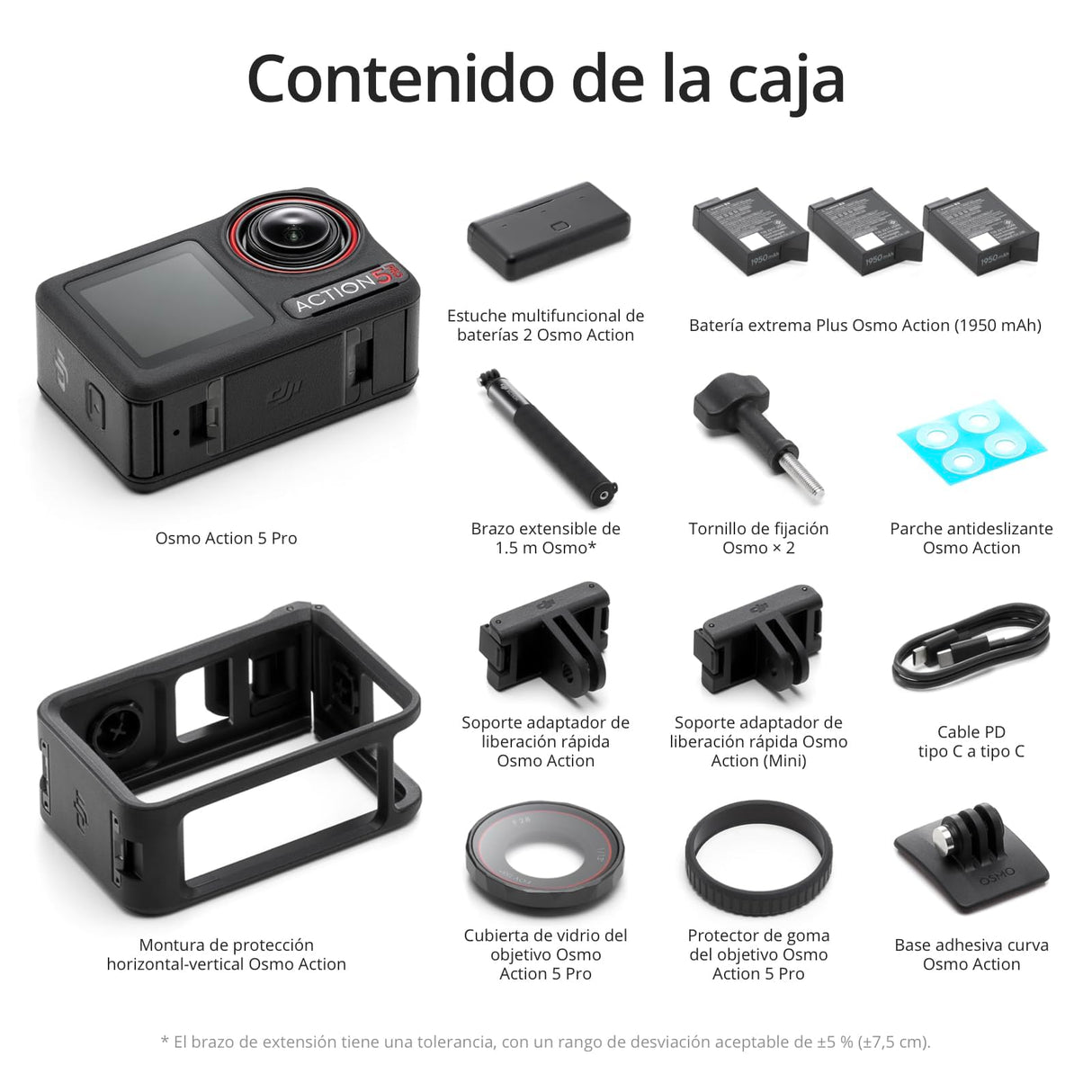 DJI Osmo Action 5 Pro Adventure Combo con bolsa de almacenamiento + protector de pantalla + base magnética + funda protectora, cámara de acción 4K, duración de la batería extendida con 3 baterías