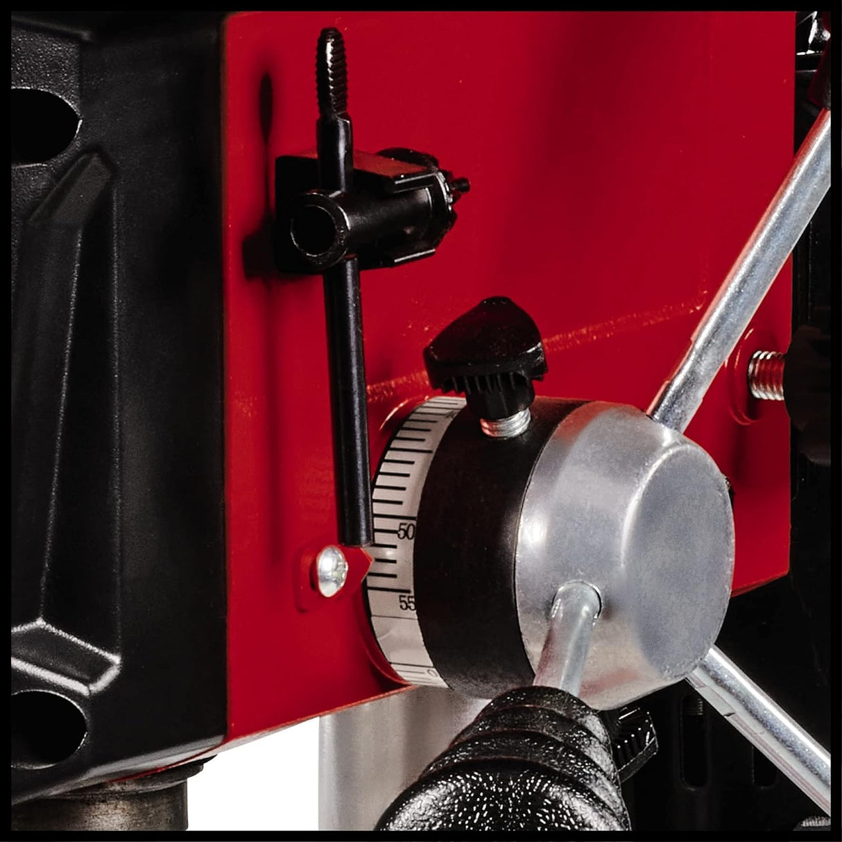 Einhell Taladradora de columna TC-BD 500 (500 W, hasta 2410 rpm, 9 niveles, profundidad máx. 50 mm, tope de profundidad ajustable, mesa de taladrado basculante/giratoria y regulable en altura)