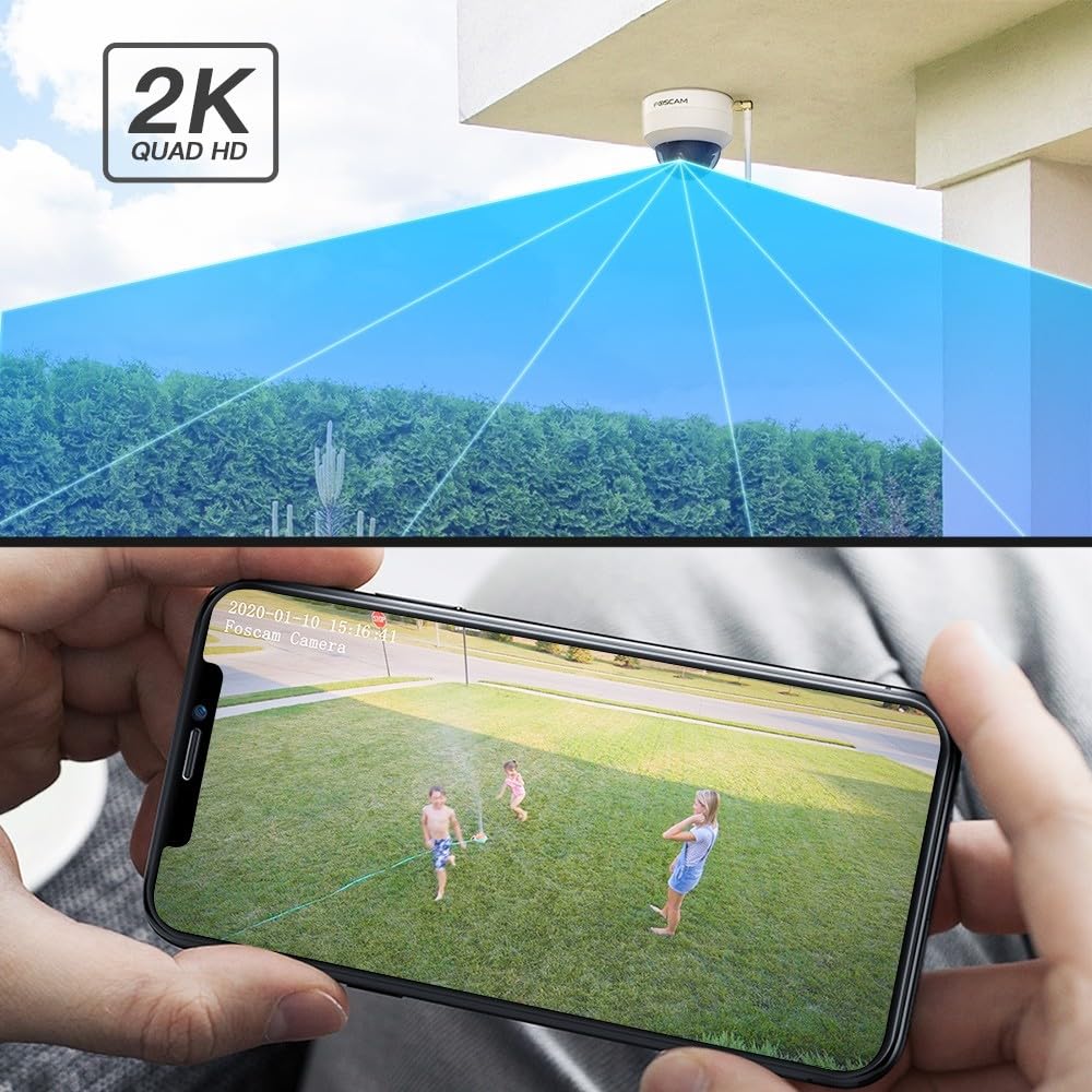 Foscam D4Z Cámara de Seguridad IP Exterior Anti VANDALICA IK10. Blanco 4Mpx Zoom x4. Compatible con Alexa. Deteción Humana Inteligente AI