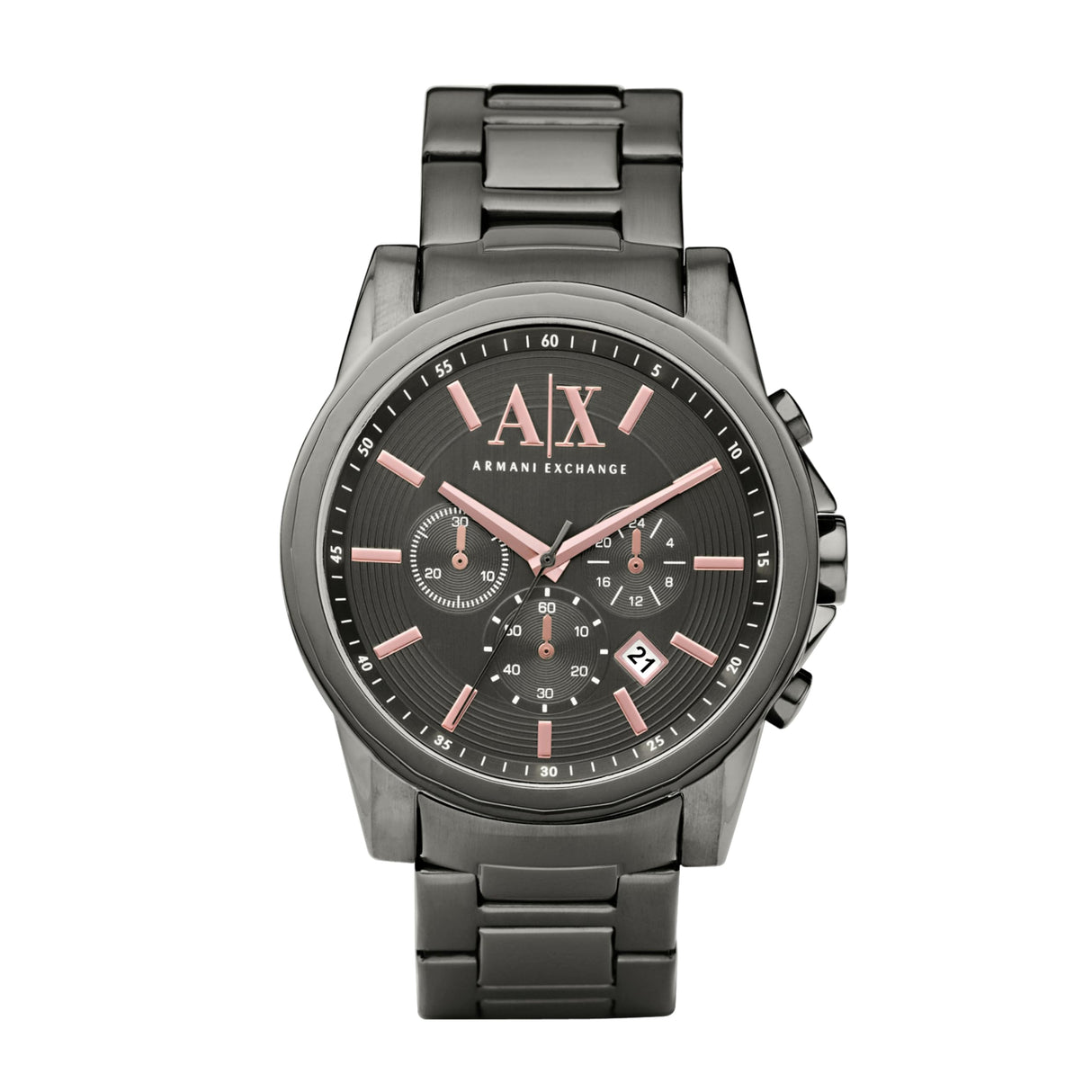 Armani Exchange Reloj para hombre, movimiento cronógrafo de cuarzo y caja de 45 mm con correa de acero inoxidable, Gris