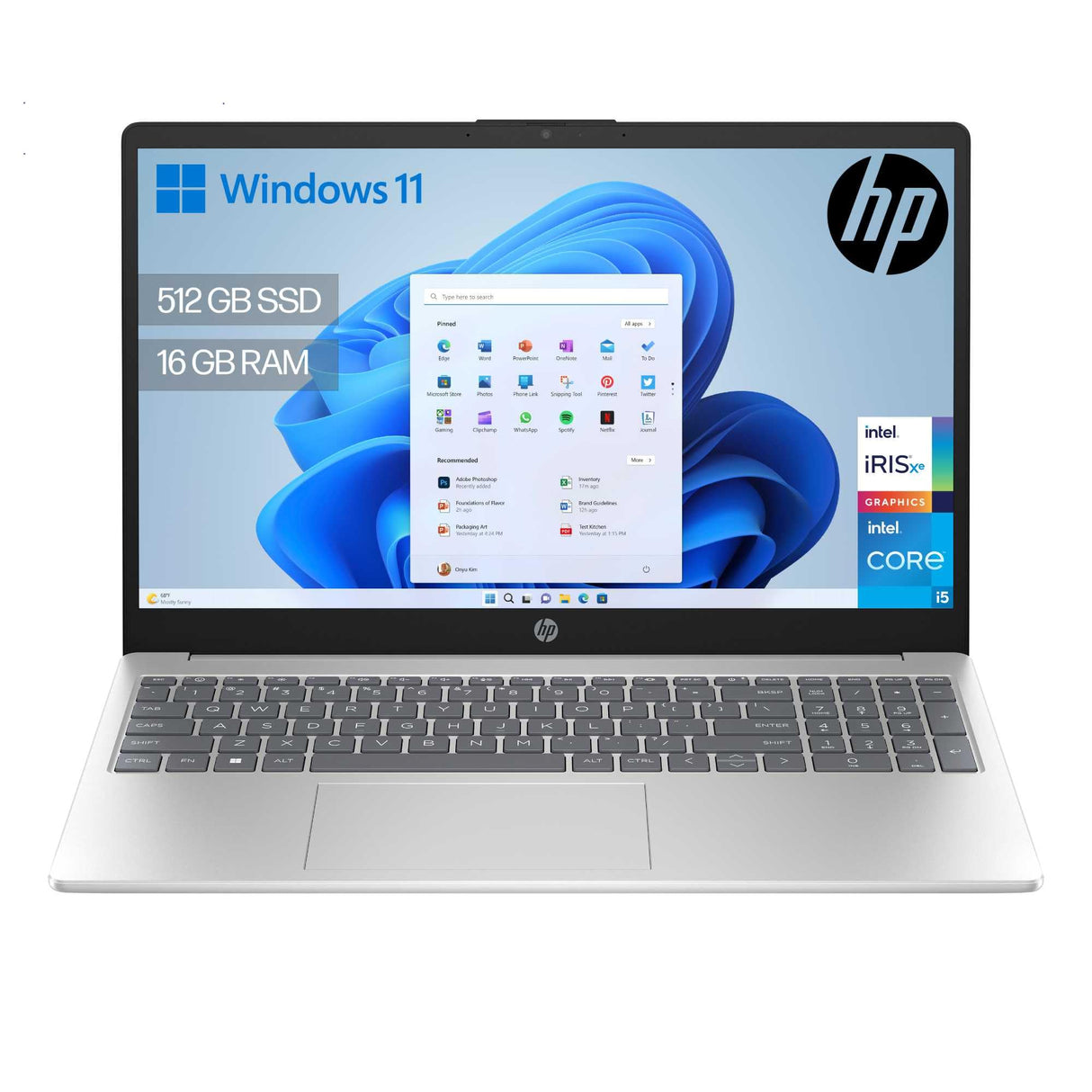 HP 15-fd0376ns- Ordenador portátil de 15.6" FHD (Intel Core i5-1334U, 16GB RAM, 512GB SSD, Intel Iris Xe Graphics, Windows 11) Plata - Teclado QWERTY Español