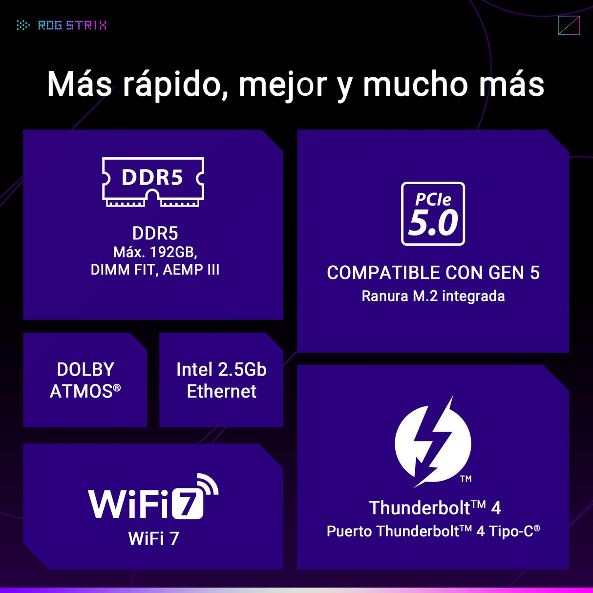 ASUS ROG Strix B860-F Gaming WiFi, Placa Base ATX, preparada para PCs con IA Avanzada, 16+1+2+1 etapas de Potencia, Ranuras DDR5, PCIe 5.0, Cuatro Ranuras M.2, WiFi 7, iluminación Aura Sync RGB