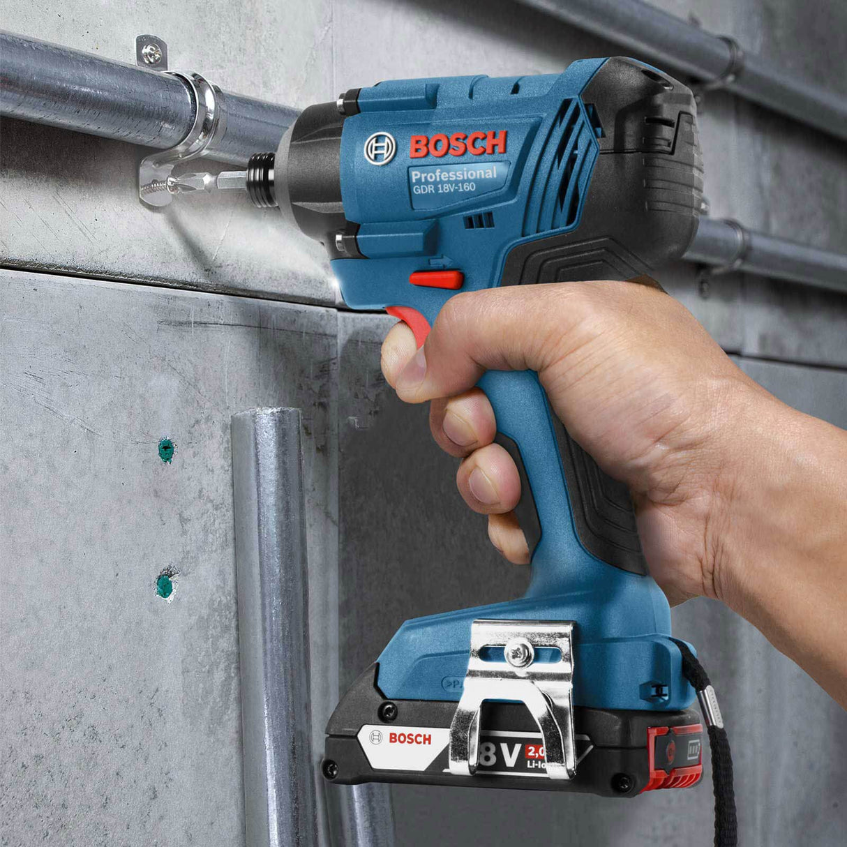 Bosch Professional 18V System GDR 18V-160 - Atornillador de impacto a batería (160 Nm, sin batería, en L-BOXX)