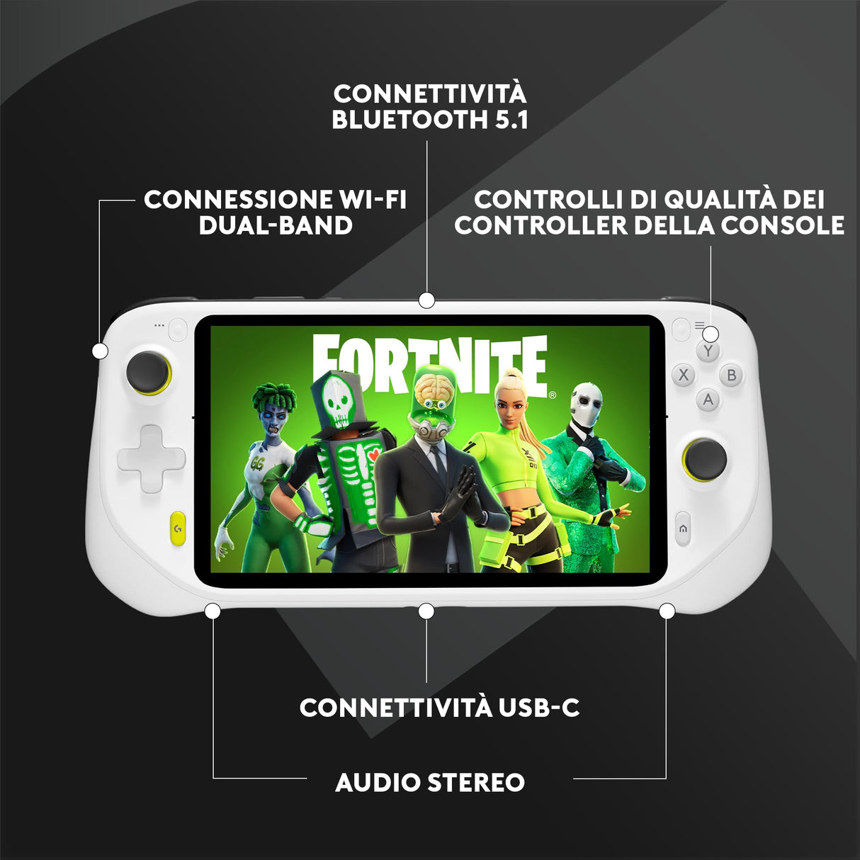 Logitech G Cloud Gaming Handheld, Consola Portátil con Batería de Larga Duración, Pantalla Táctil 1080P de 7 in, diseño ligero, Xbox Cloud Gaming, NVIDIA GeForce NOW, Google Play, Enchufe EU, Blanco