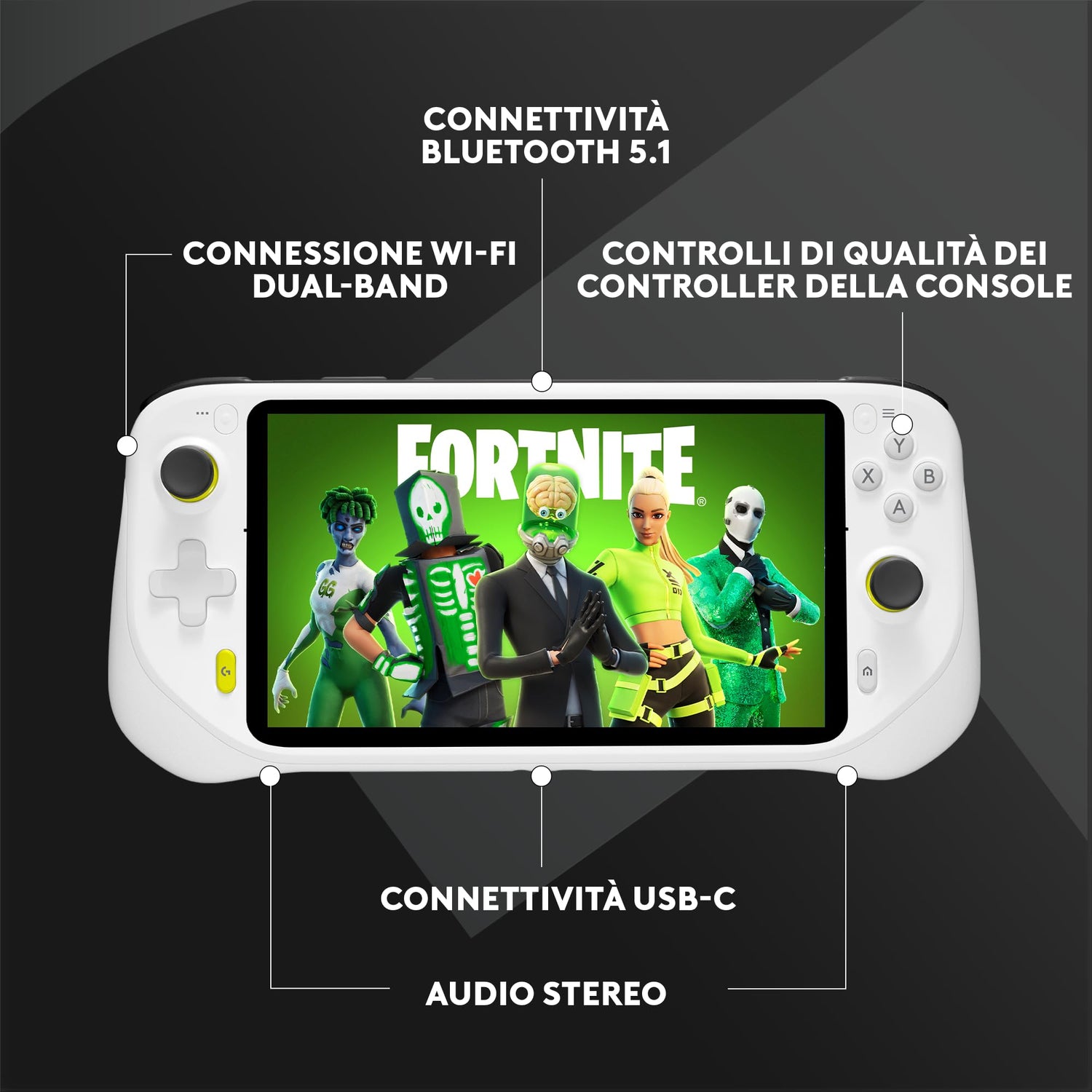 Logitech G Cloud Gaming Handheld, Consola Portátil con Batería de Larga Duración, Pantalla Táctil 1080P de 7 in, diseño ligero, Xbox Cloud Gaming, NVIDIA GeForce NOW, Google Play, Enchufe EU, Blanco
