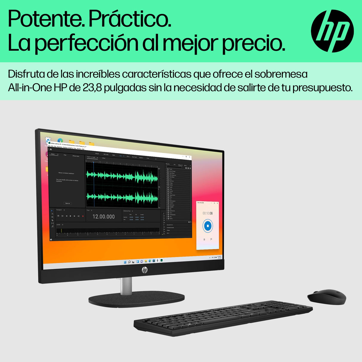 HP All-in-One 24-cr0101ns - Ordenador de sobremesa de 23,8" FHD (Intel Core i3-N300, 8GB RAM, 512GB SSD, Intel UHD Graphics, Windows) Black - Teclado QWERTY Español