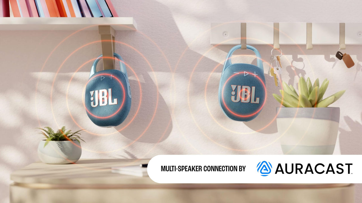 JBL Clip 5, Altavoz inalámbrico portátil con Bluetooth, resistente al agua y al polvo IP67, hasta 12h de reproducción y más con Playtime Boost activado, morado