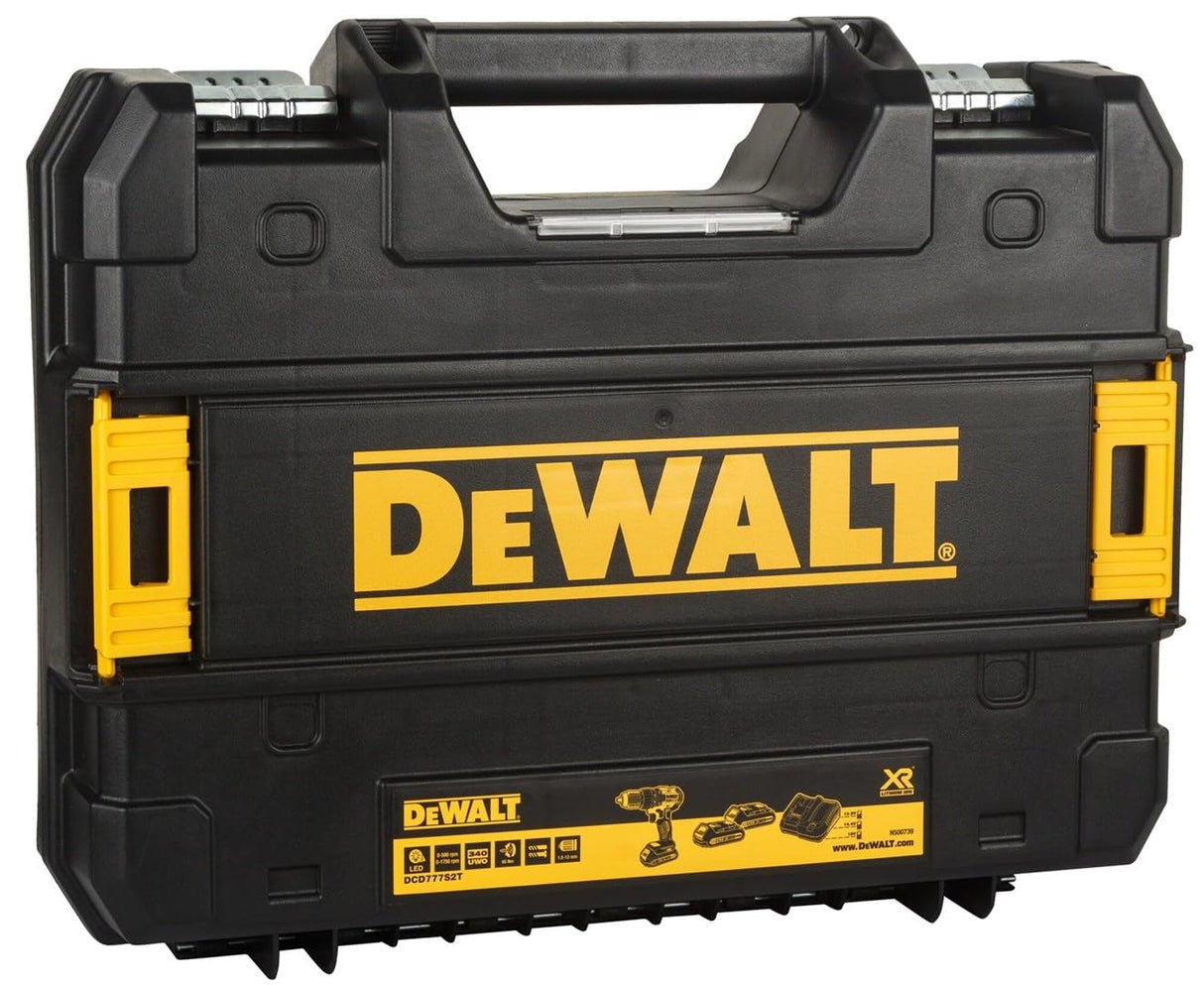 DEWALT DCD777D2T-QW - Taladro Atornillador sin escobillas XR 18V 13mm 65Nm con 2 baterías Li-Ion 2,0Ah y maletín TSTAK