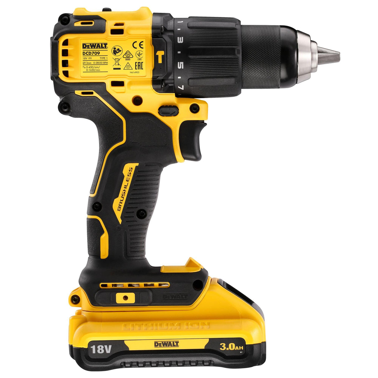 DEWALT DCD709L2T-QW - Taladro Percutor sin escobillas XR 18V 13mm 65Nm con 2 baterías Li-Ion 3,0Ah y maletín TSTAK