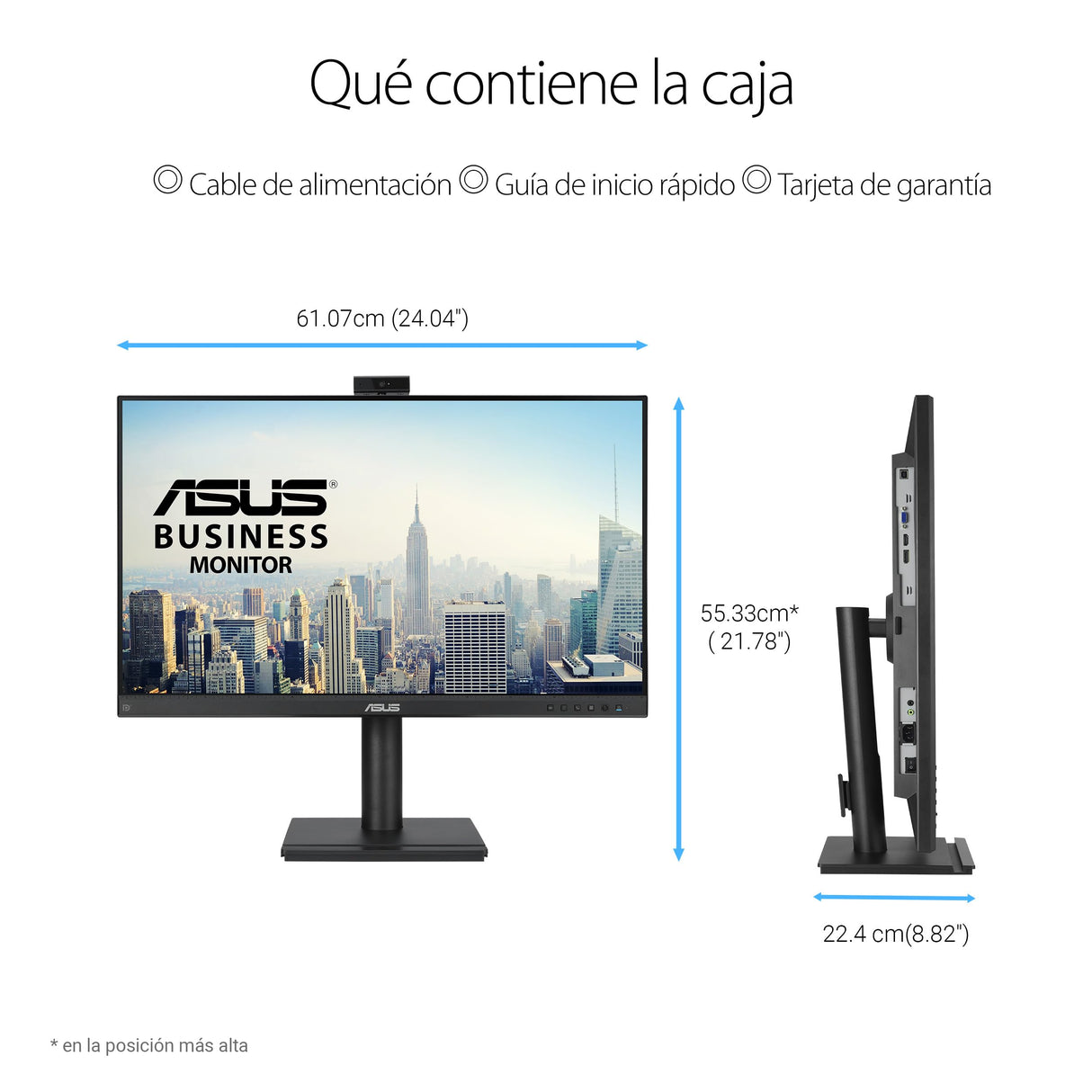 ASUS BE279QFK - Monitor para videoconferencias de 27", Full HD, IPS, 100 Hz, sin Marco, Webcam Full HD, Ergonómico, HDMI, Eye Care, Luz Azul Baja, Antiparpadeo, Montaje en Pared, Sostenibilidad