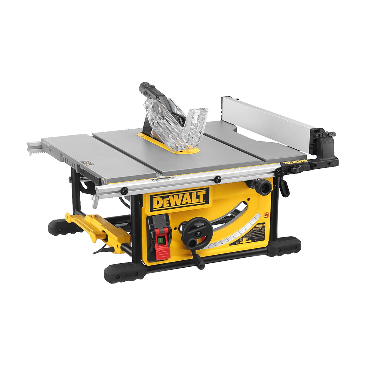 DeWALT DWE7492-QS - Sierra de Mesa 2.000 W - Diámetro 250 mm -Mesa 670 x 630 mm - Electrónica - Portátil, Negro/Amarillo