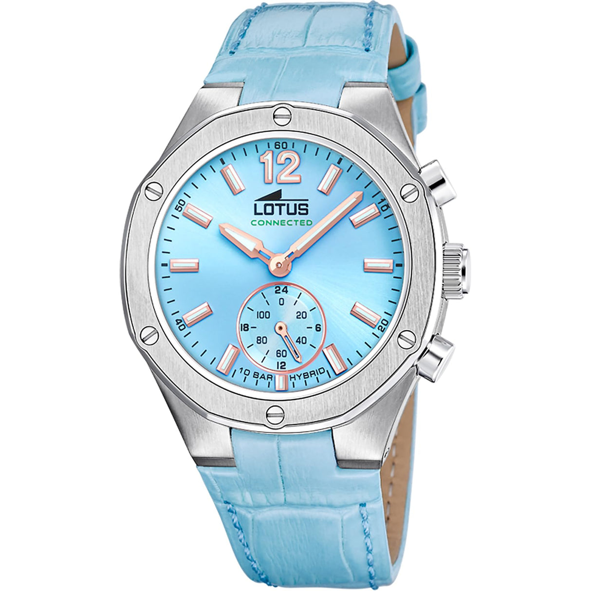 LOTUS Reloj Mujer 18972/3 Connected Caja de Acero Inoxidable 316l Plateado Correa de Piel Azul