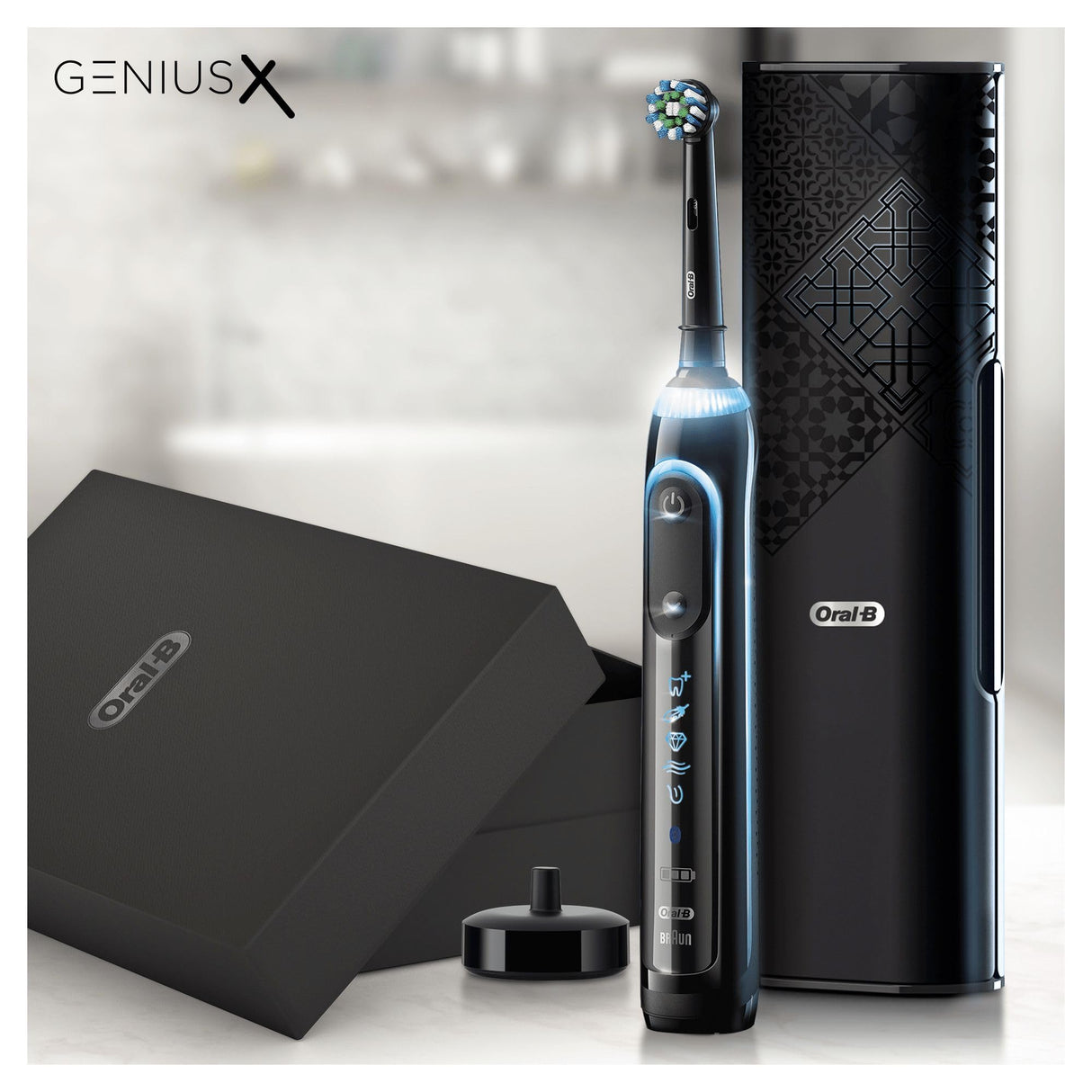 Oral-B Genius X 20000 Luxe Edition - Cepillo de Dientes Eléctrico Negro con Tecnología de Braun