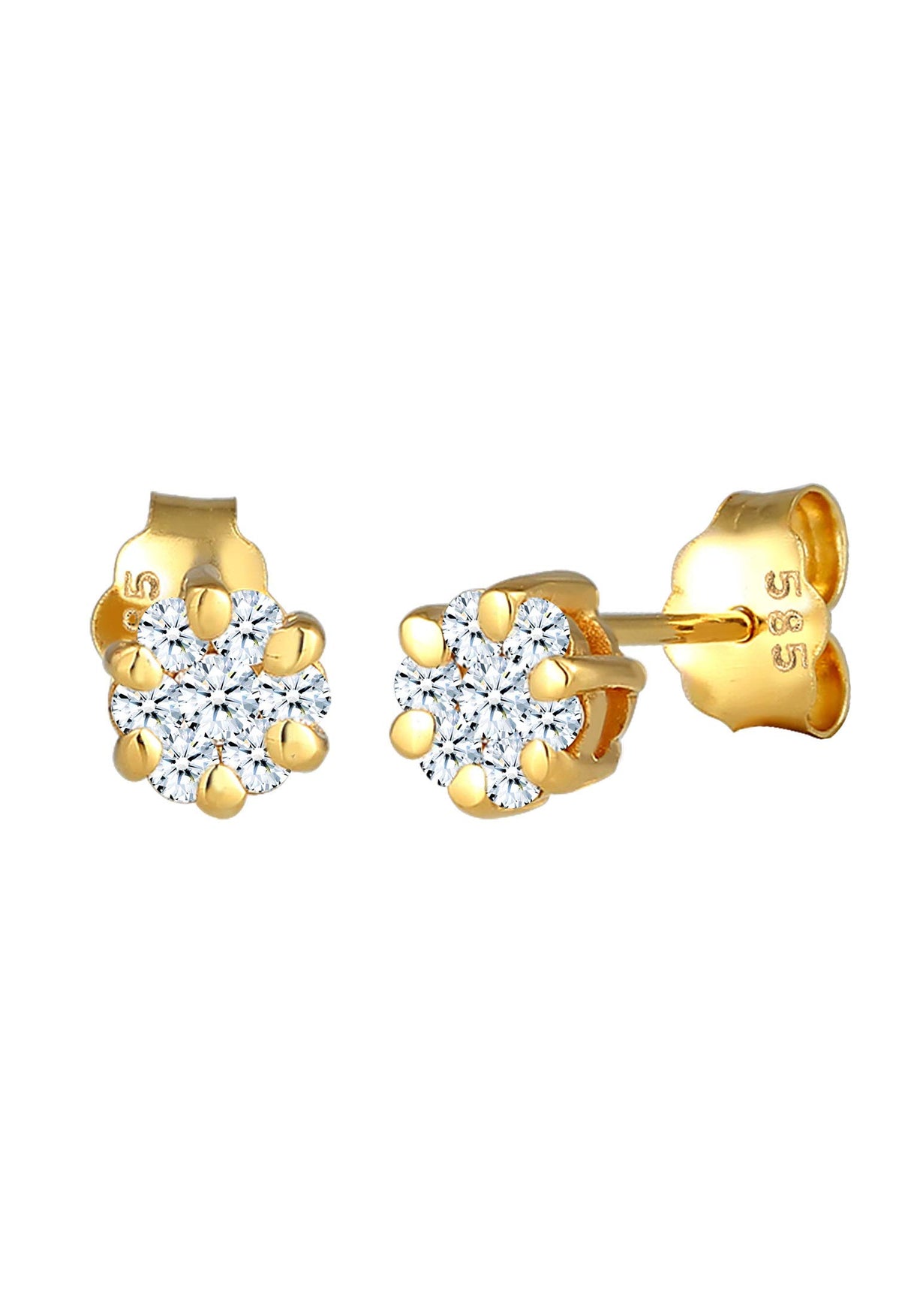 Elli DIAMONDS Pendientes Mujeres flor con Diamante (0.24 ct.) en Oro Amarillo 585