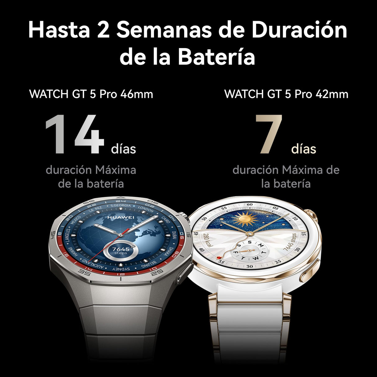HUAWEI Watch GT 5 Pro 42mm Smartwatch, Silueta con Diseño Sofisticado, Monitorización de ECG, Running y Ciclismo, Seguimiento de Salud, 7 Días de Duración, iOS & Android, GPS, Cerámica Blanca