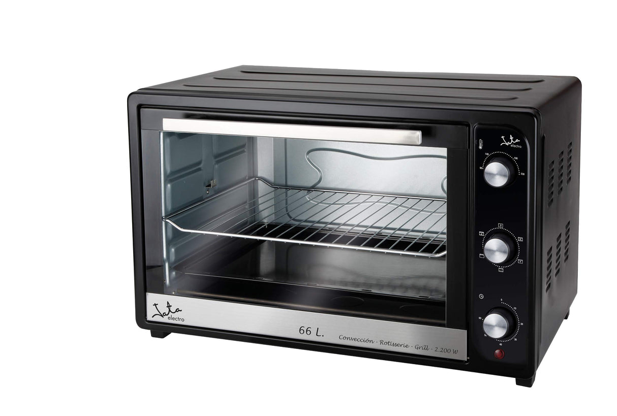 Jata HN966 Horno Eléctrico de Sobremesa, 2200 W, Capacidad 66 litros, Función Grill Rotisserie Convencción, Temporizador, Termostato Regulable, Incluye Parrilla, Medidas Externas 64 x 40 x 40 cm