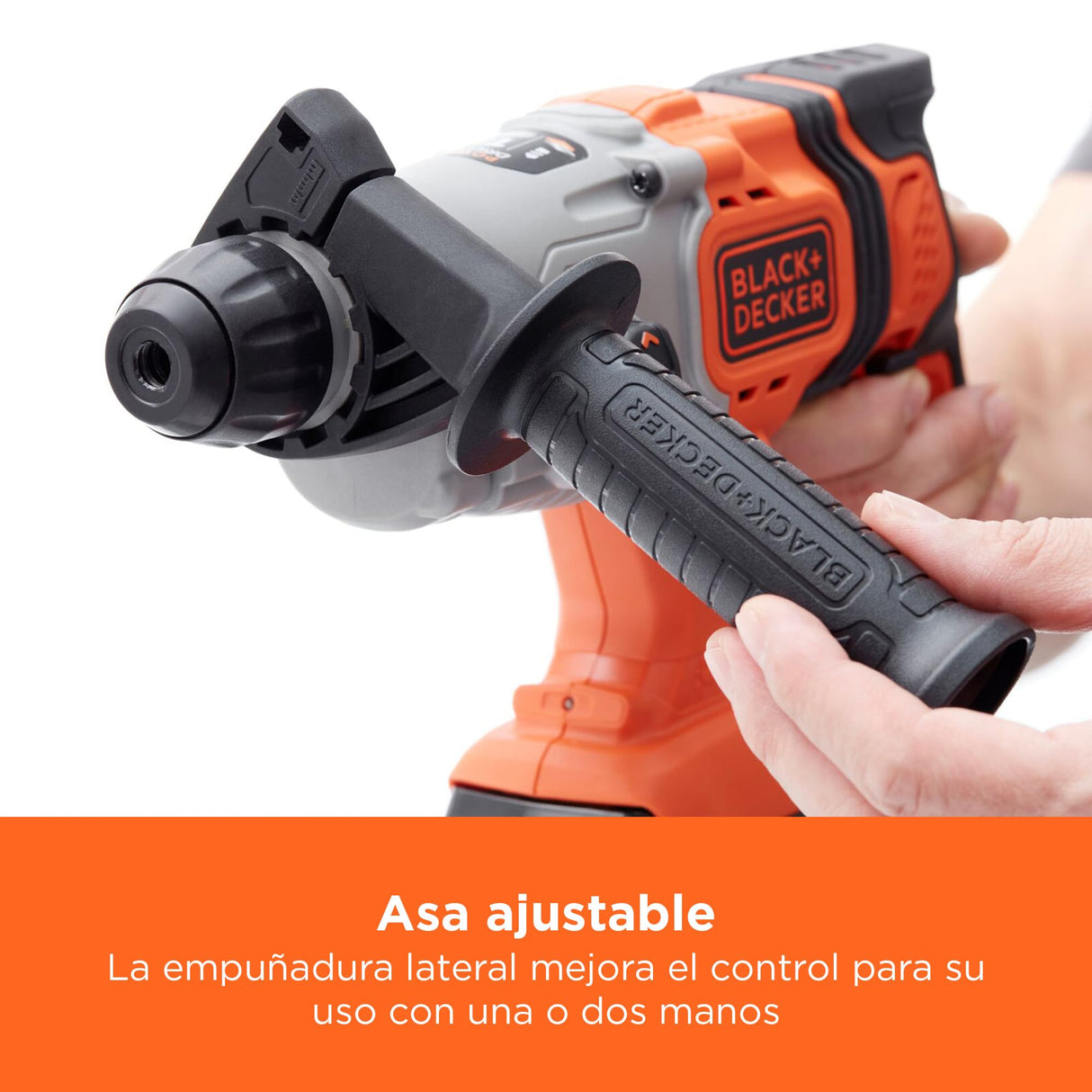 BLACK+DECKER Taladro percutor SDS-Plus a batería 18V, baterías de iones de litio 2,5Ah, potente energía de impacto 1,2J, caja del kit, BCD900E2K-QW